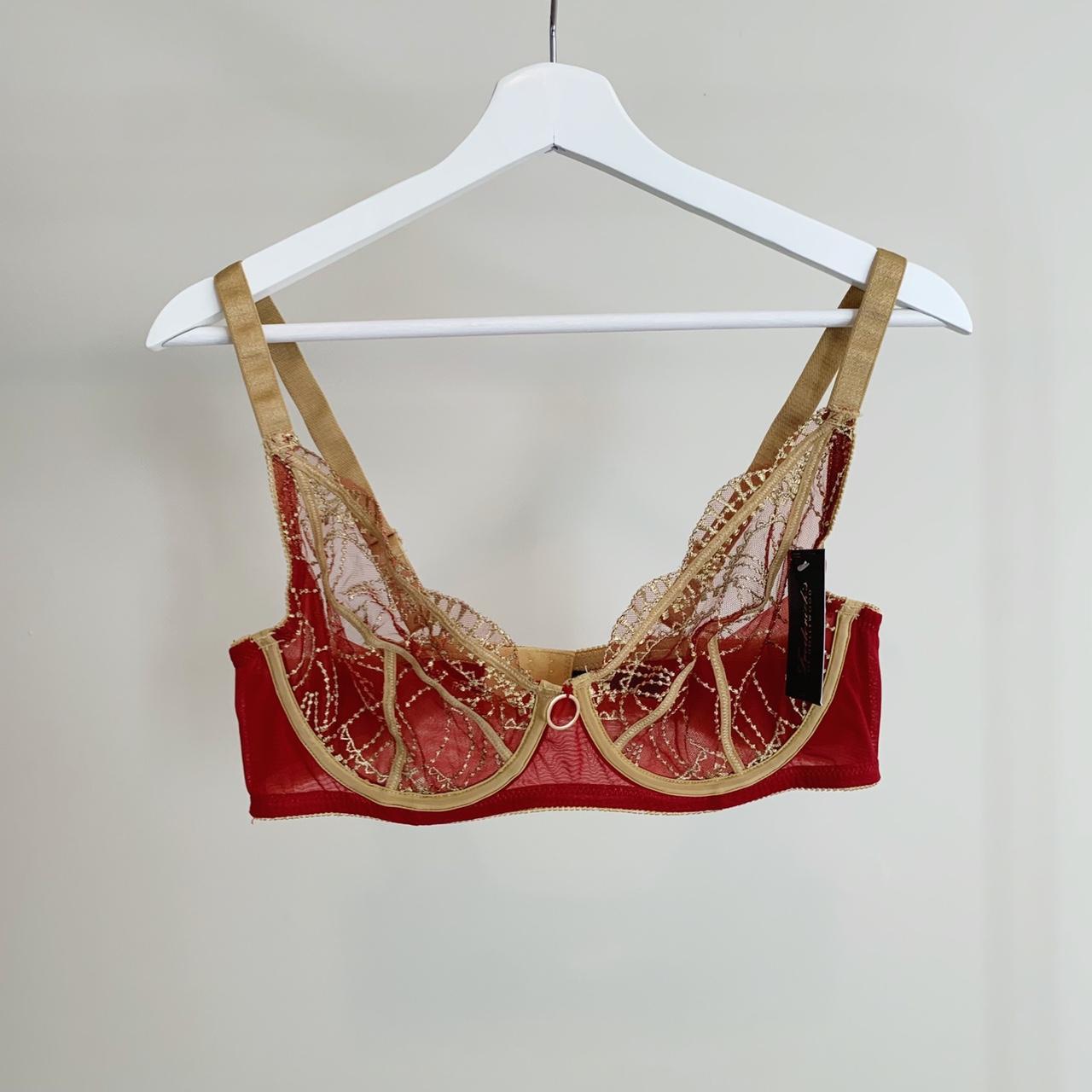 Frederick's of Hollywood Women's Red and Gold Bra
