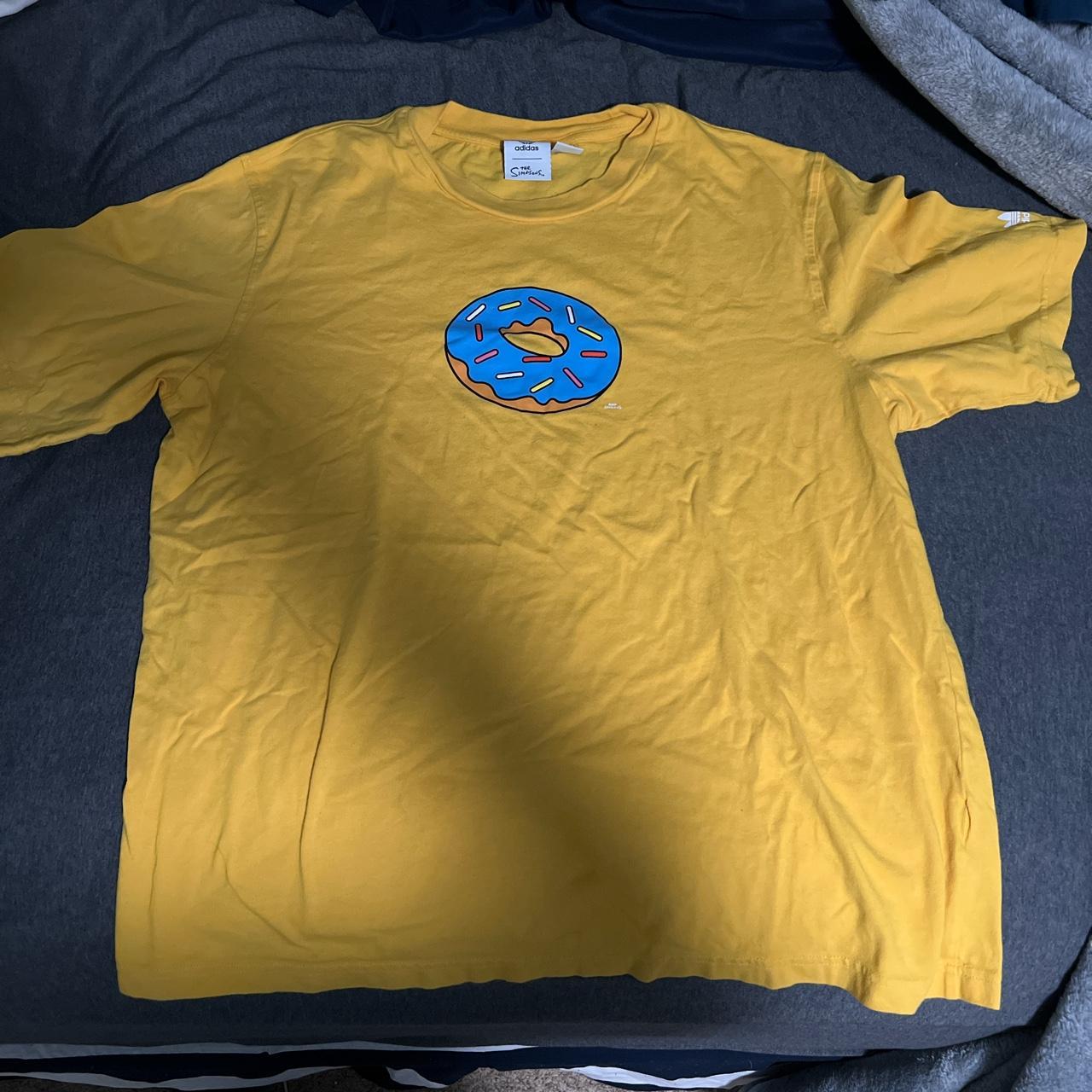 Large yellow Adidas x Simpsons donut shirt - Depop