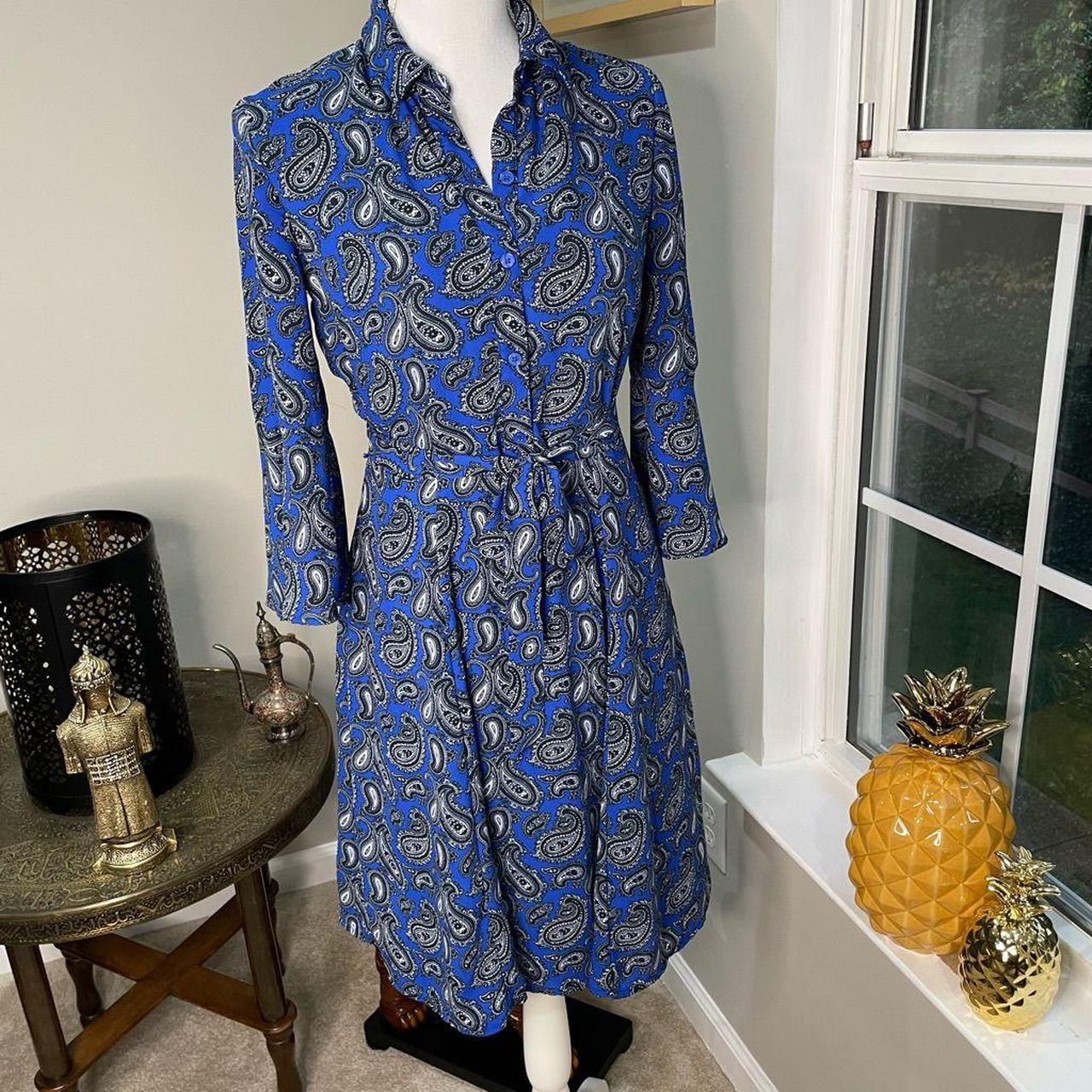 Banana Republic Paisley Blue Dress 0 Gently used in. Depop