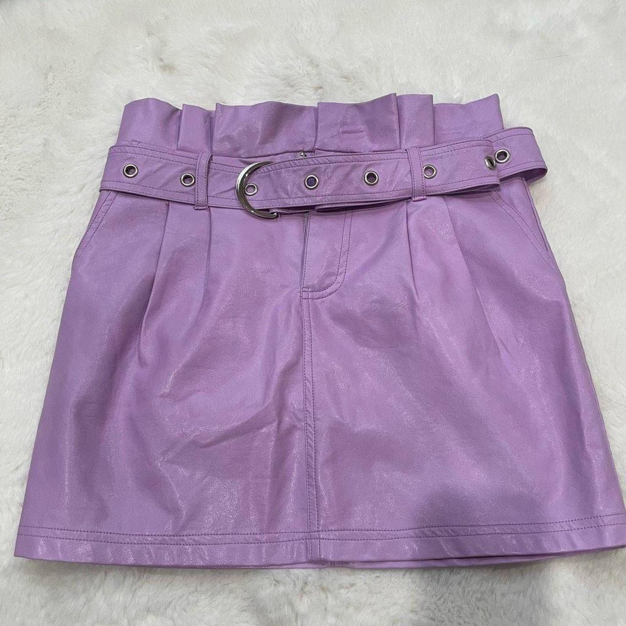 Lilac leather outlet mini skirt