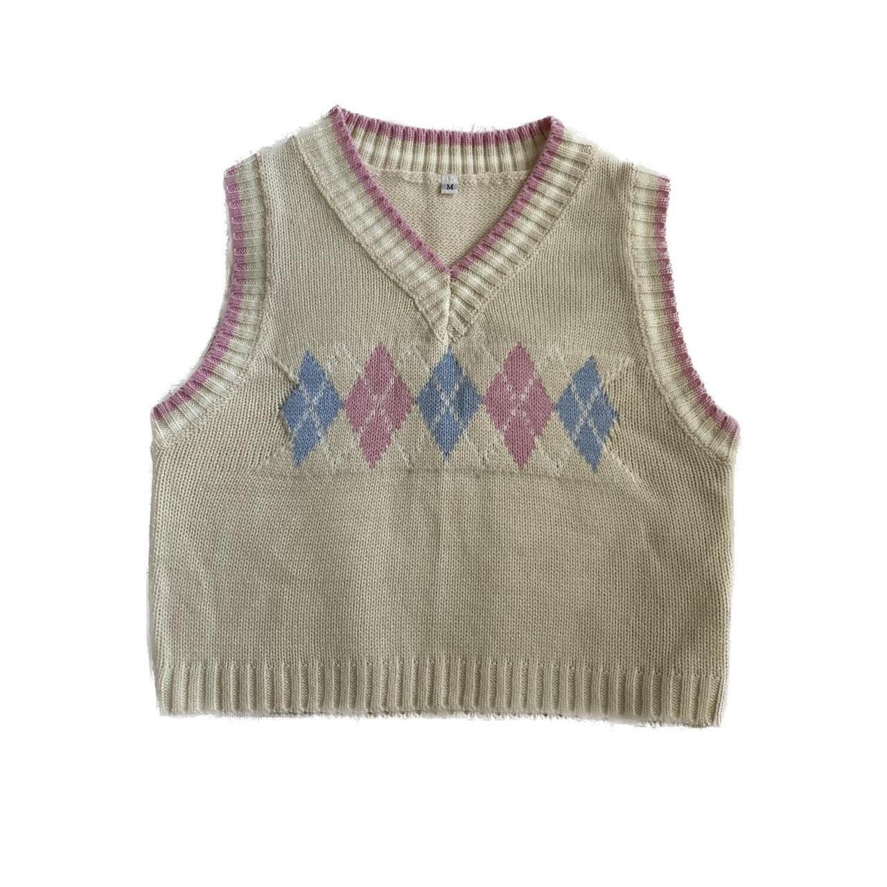 Yesstyle Argyle Cropped Sweater Vest Excellent Depop