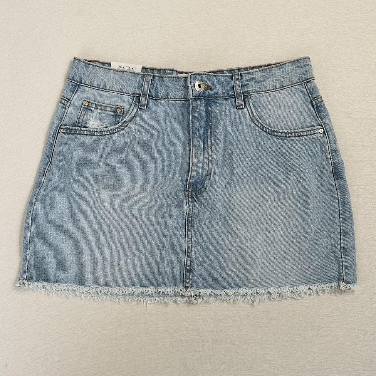 Cotton On Light Wash Denim Micro Mini Skirt • new... - Depop