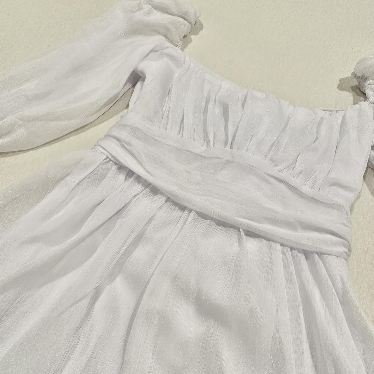 Neia Ruffle Dress in White Sparkly Chiffon