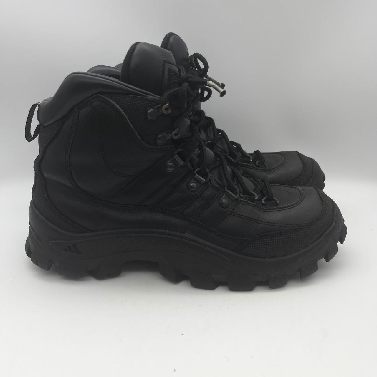 Adidas Black Leather Hiking Trail Boots Size 8.5 YY... - Depop