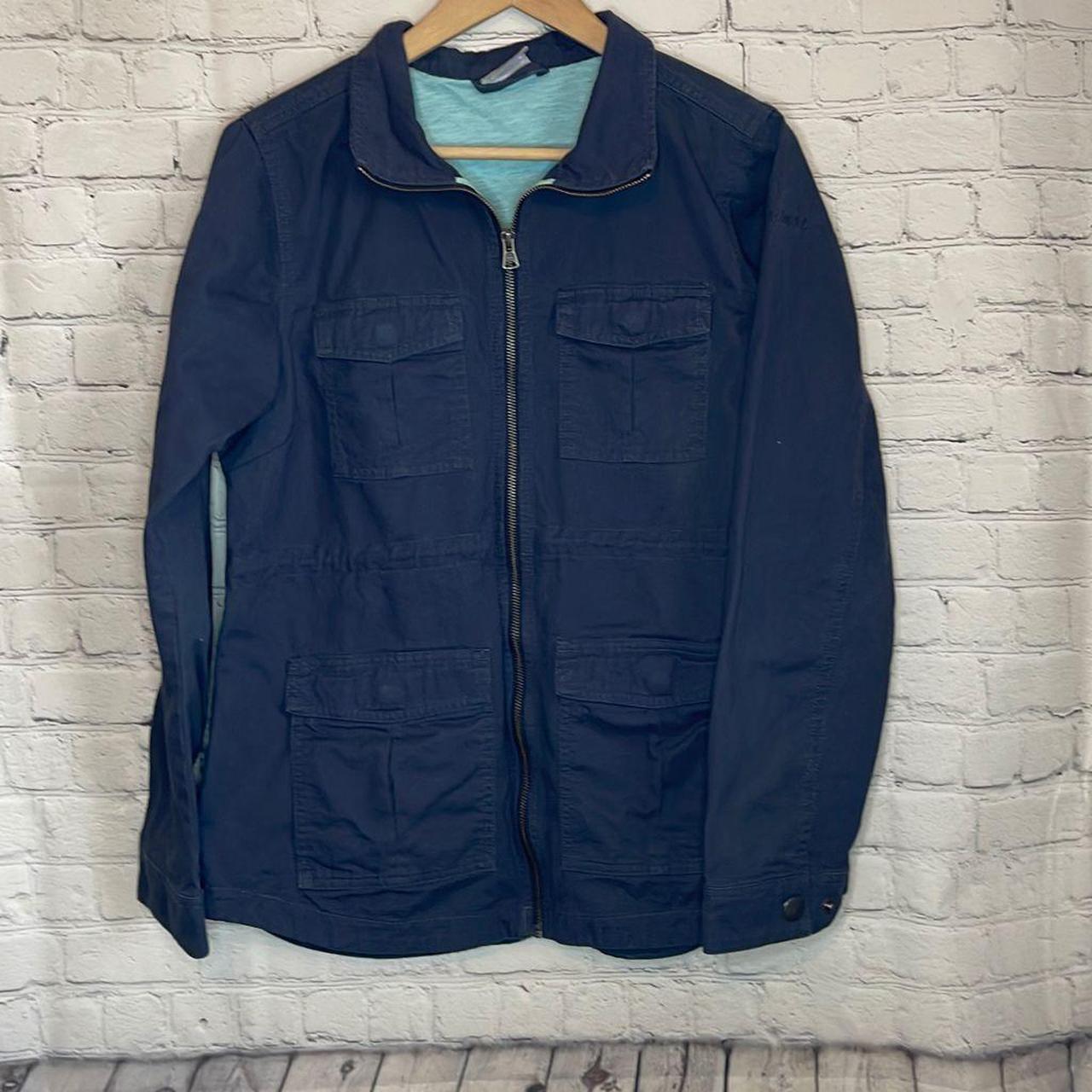 Columbia Men;s blue work jacket with 4 front... Depop