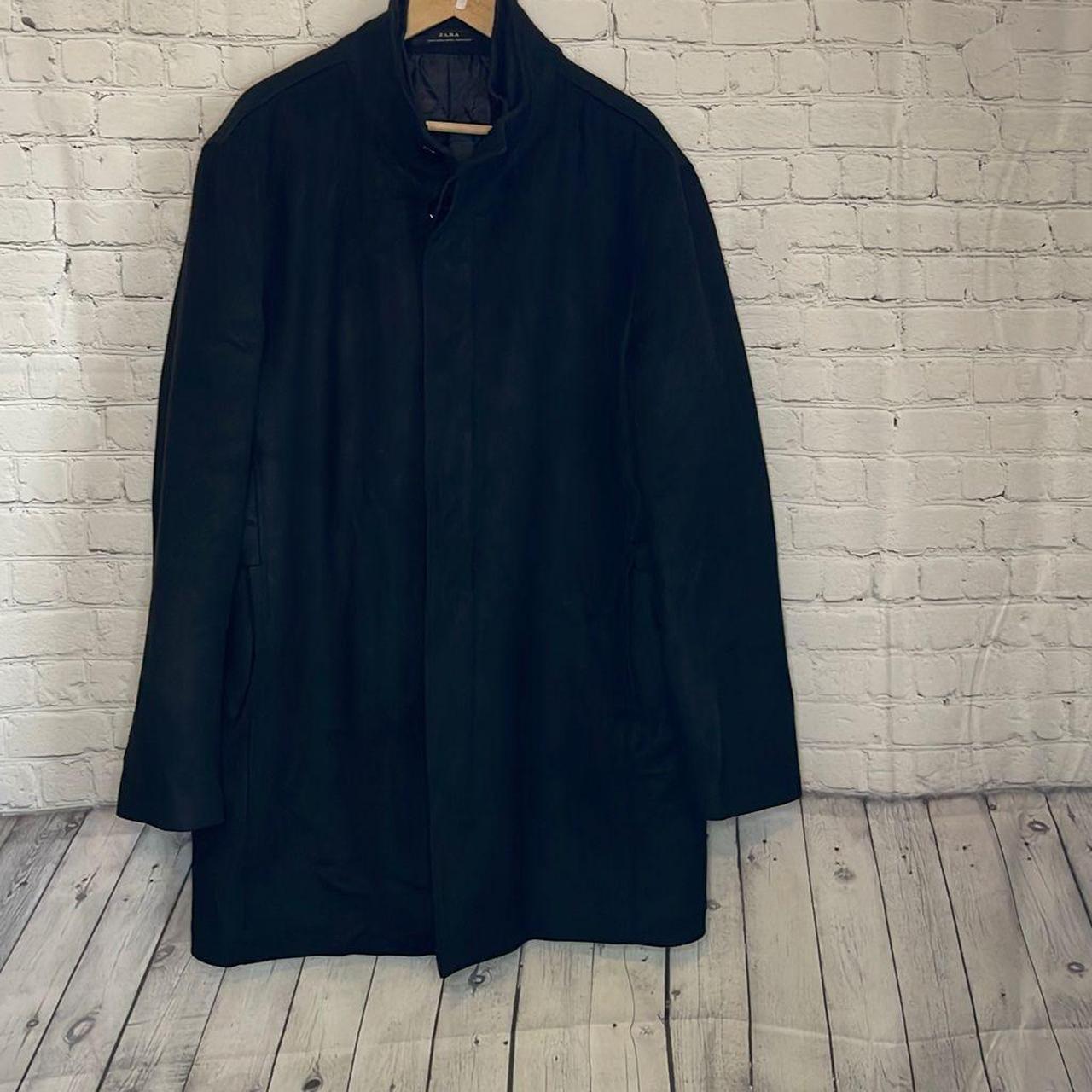 Zara Men’s black coat with double collar, mid length... Depop