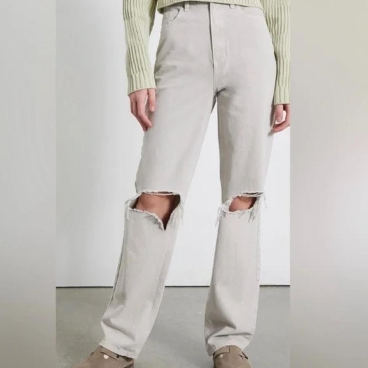 PacSun Women's Low rise Jeans - Grey/Cream - 2 – Pacsun 90's boyfriend jeans beige
