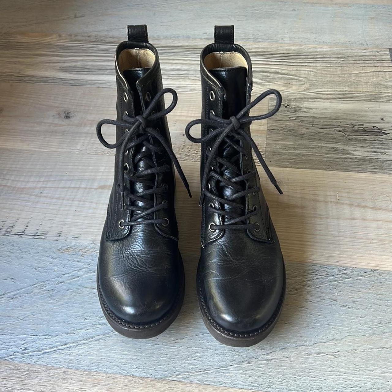 FRYE The Veronica Combat Boot in Black Size 6.5 No. Depop