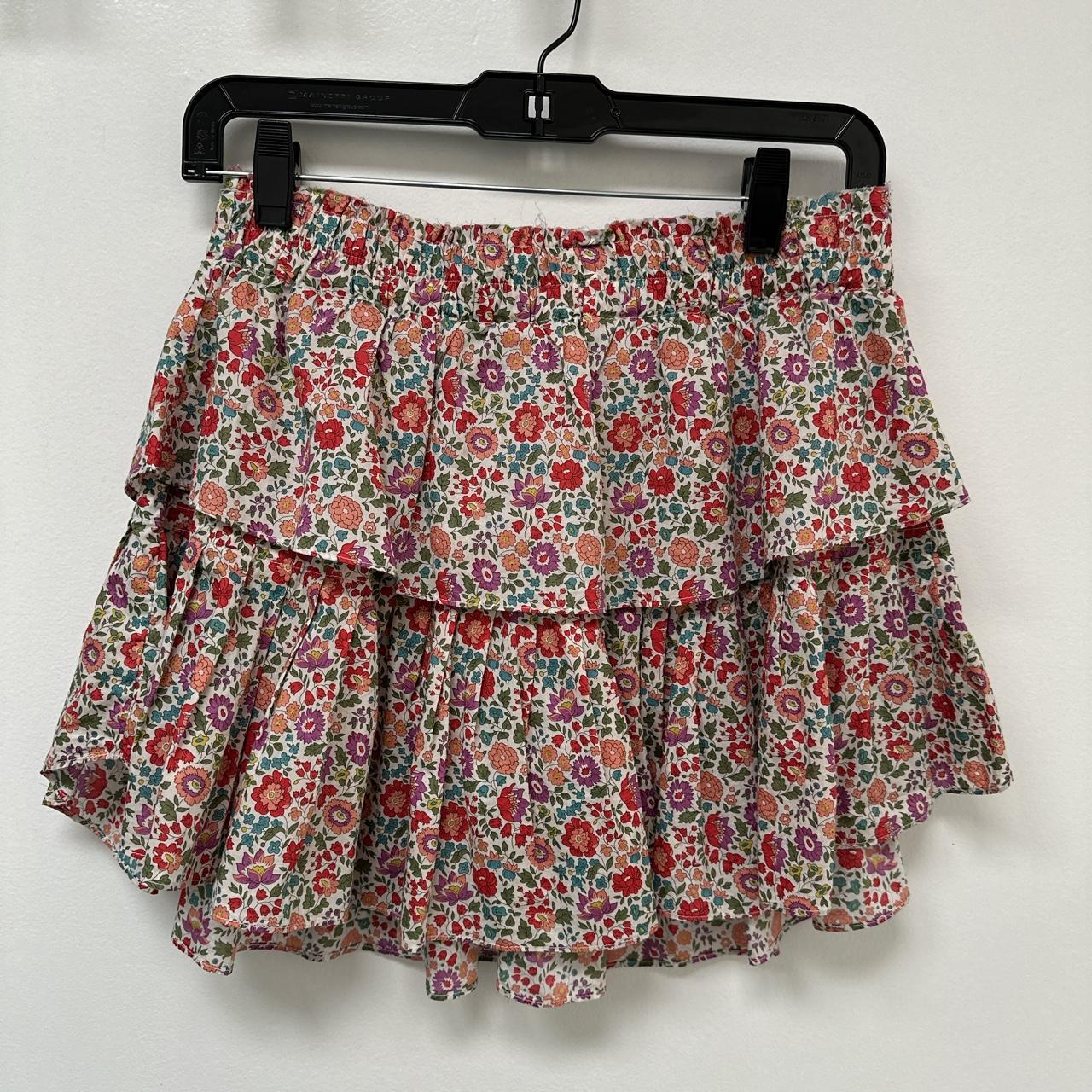 LOVESHACKFANCY tiered floral mini skirt with... - Depop