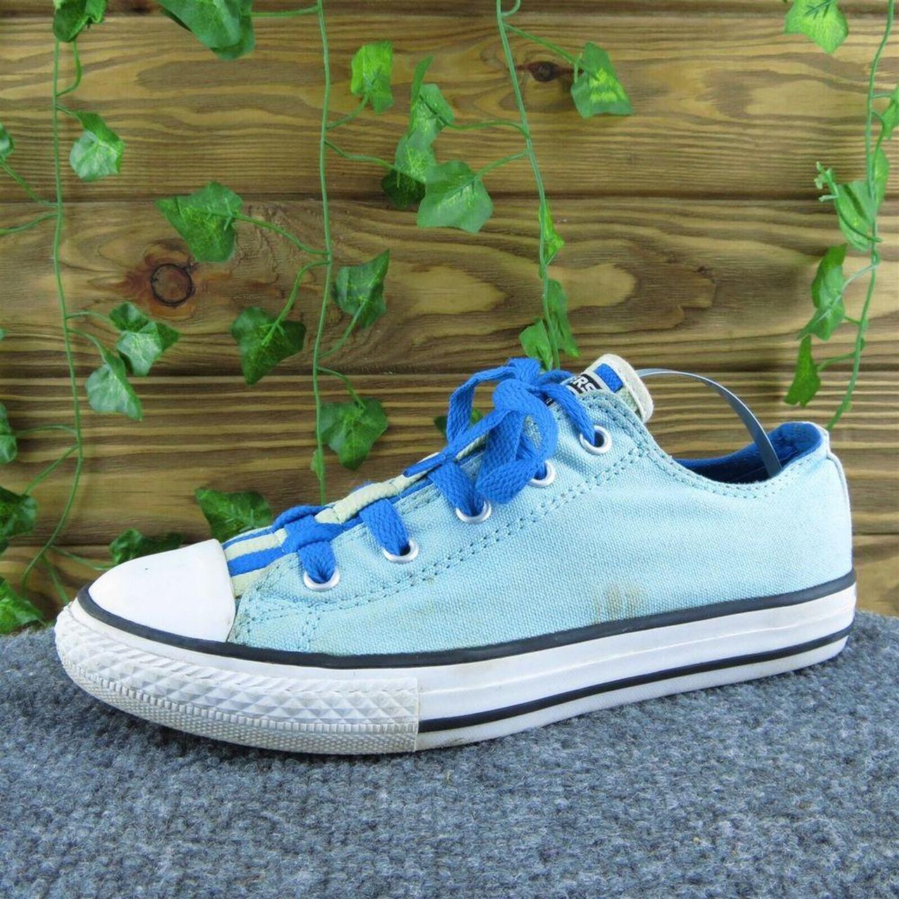 Converse Youth Girls Sneaker Shoes Blue Fabric Lace. Depop