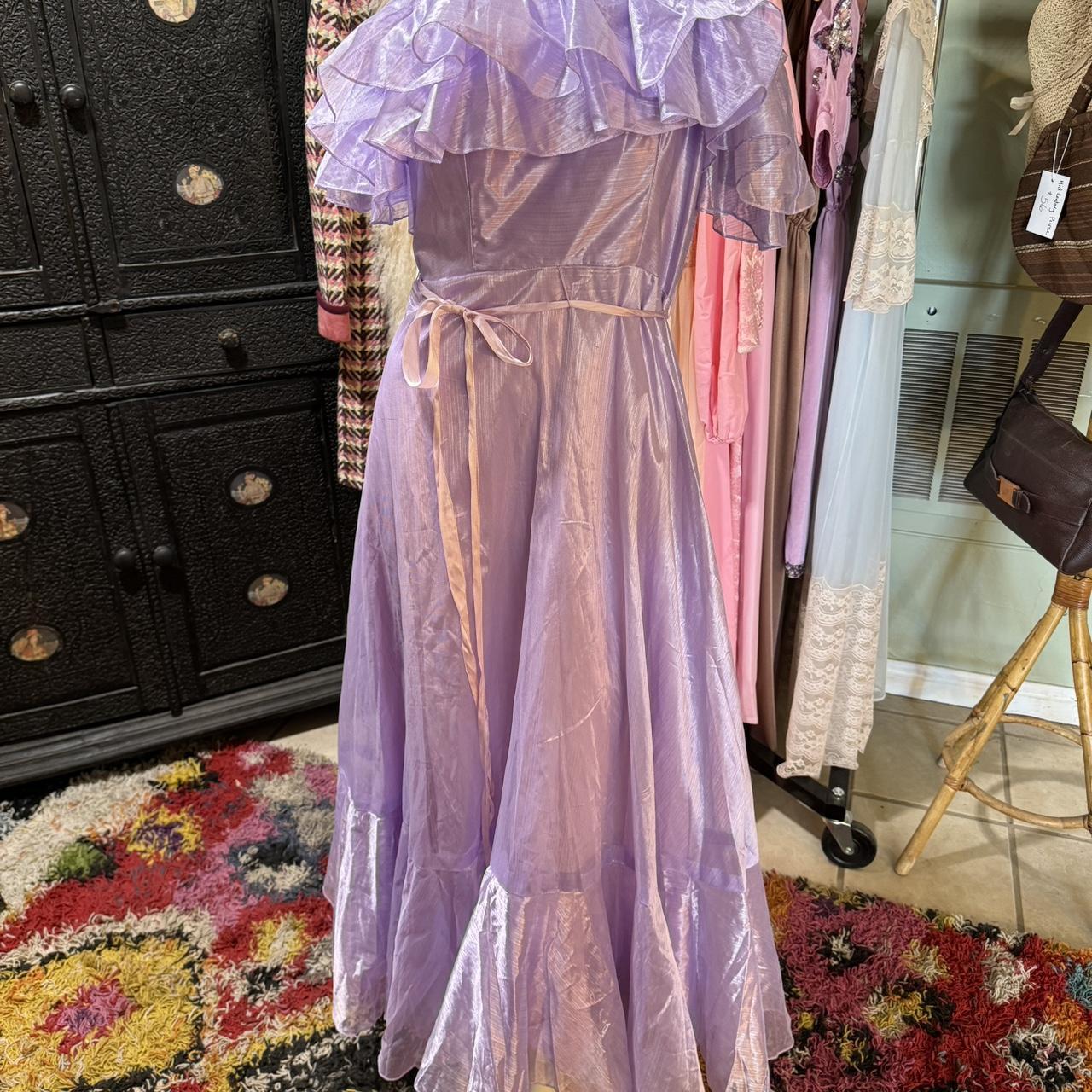 1970s purple JC Penney formal dress Ruffles sits. Depop