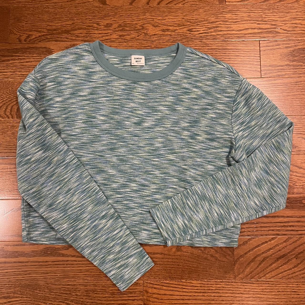 green and blue striped long sleeve from aritzia. so... - Depop