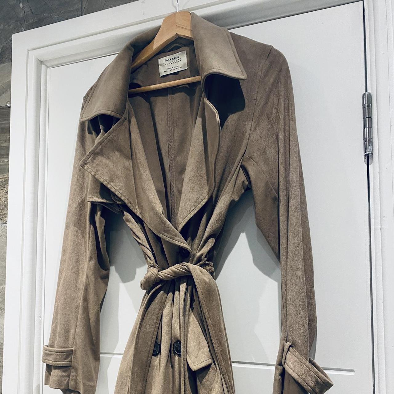 Zara Suede effect Beige Trench Summer Coat. Brand | Depop