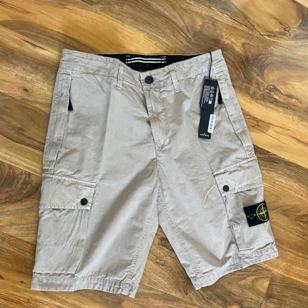 Beige stone island on sale shorts