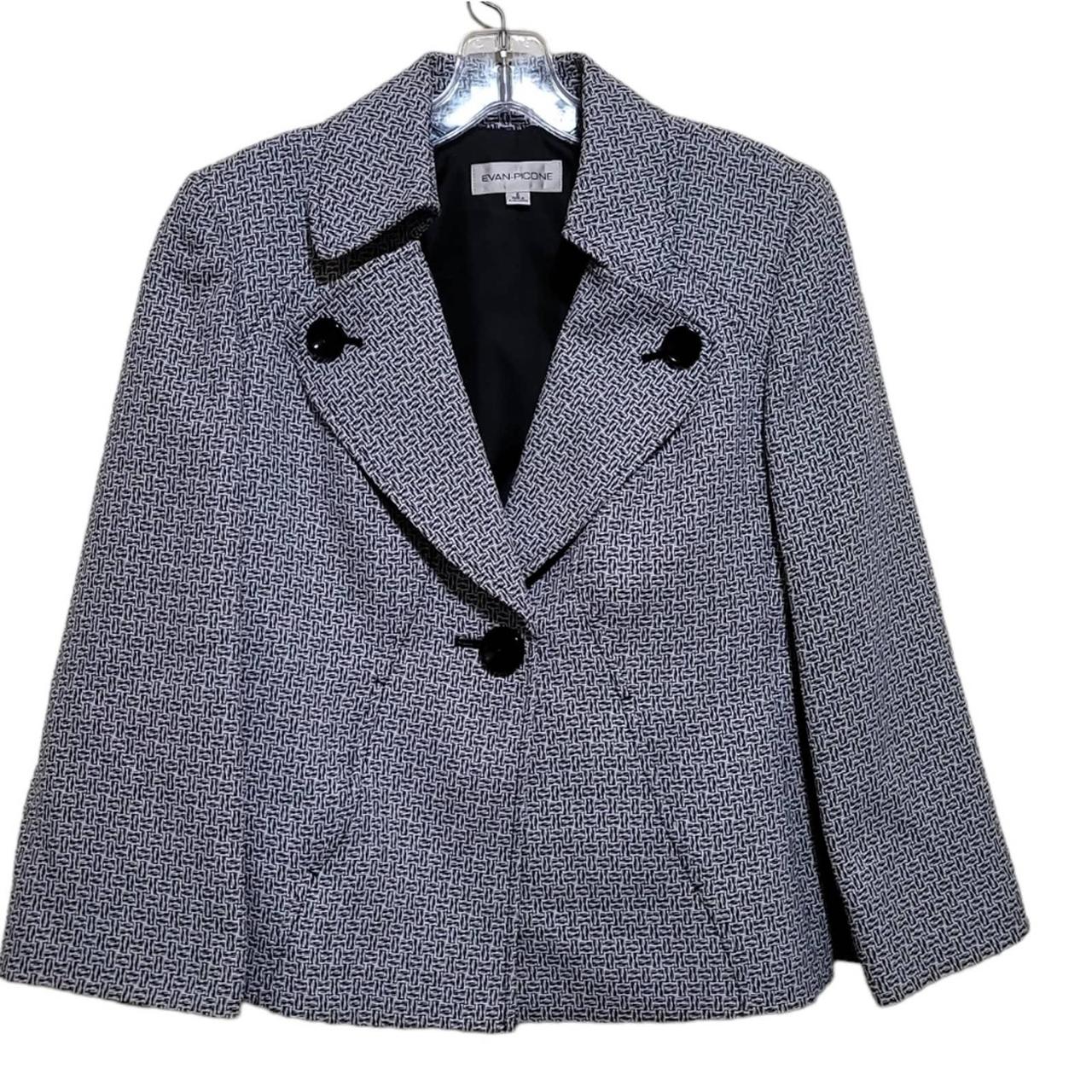 Preowned Evan Picone Black and White Blazer Jacket Depop