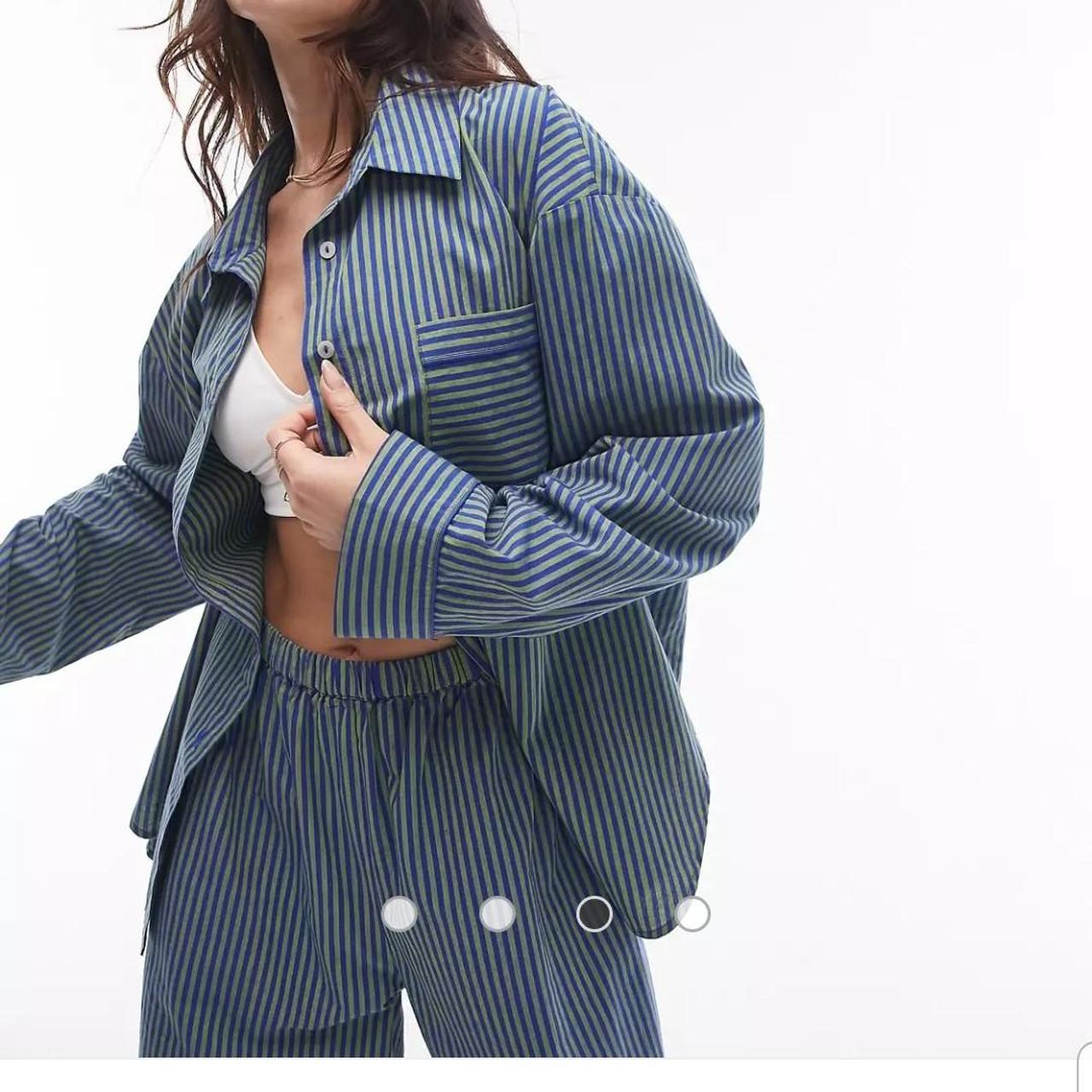 Topshop cotton stripe shirt and trouser pyjama set Depop