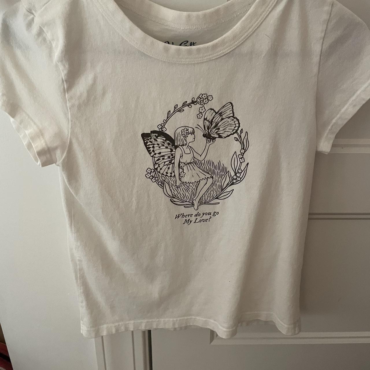 brandy melville white fairy tee #brandymelville... - Depop