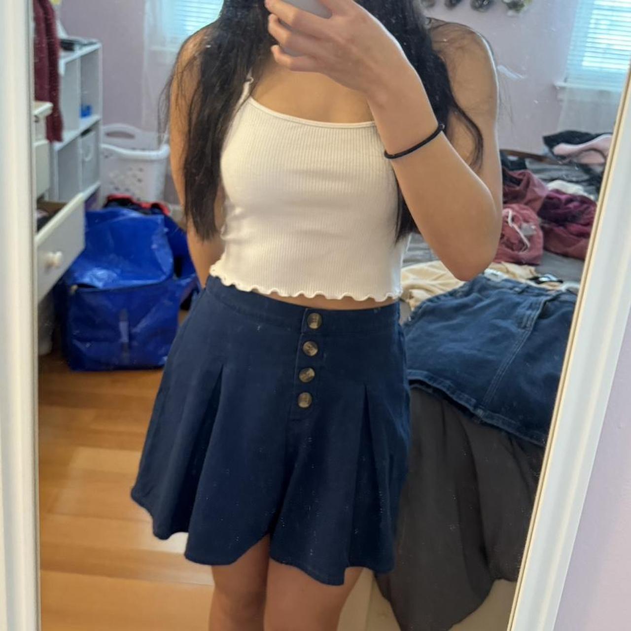 american eagle blue skort with buttons size xs but Depop