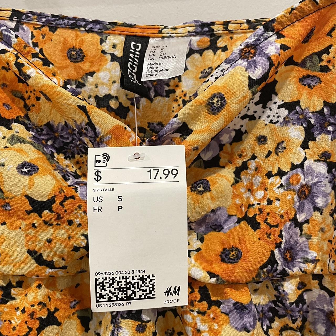 H and m yellow floral cheap dress