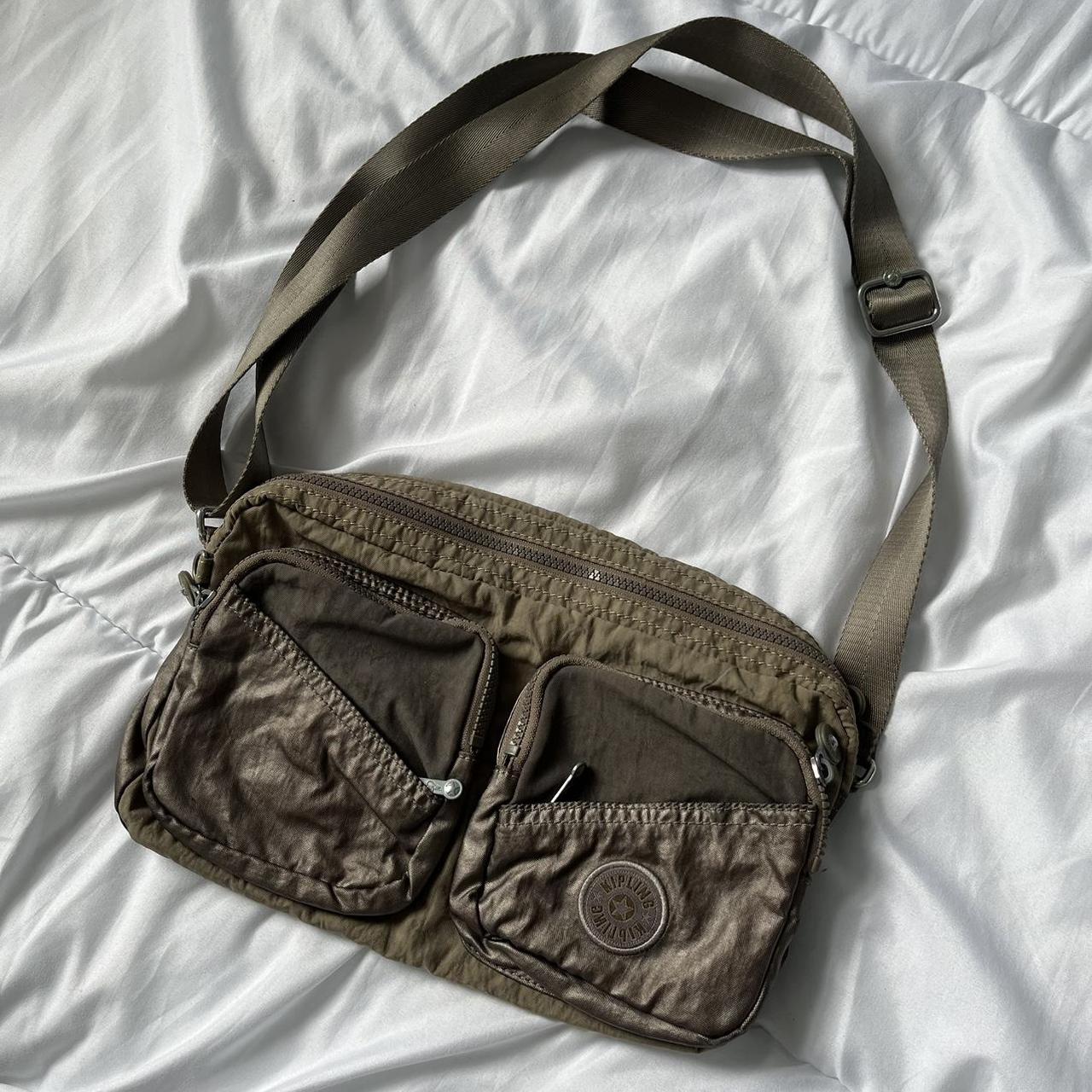 Kipling khaki crossbody bag good condition •... Depop