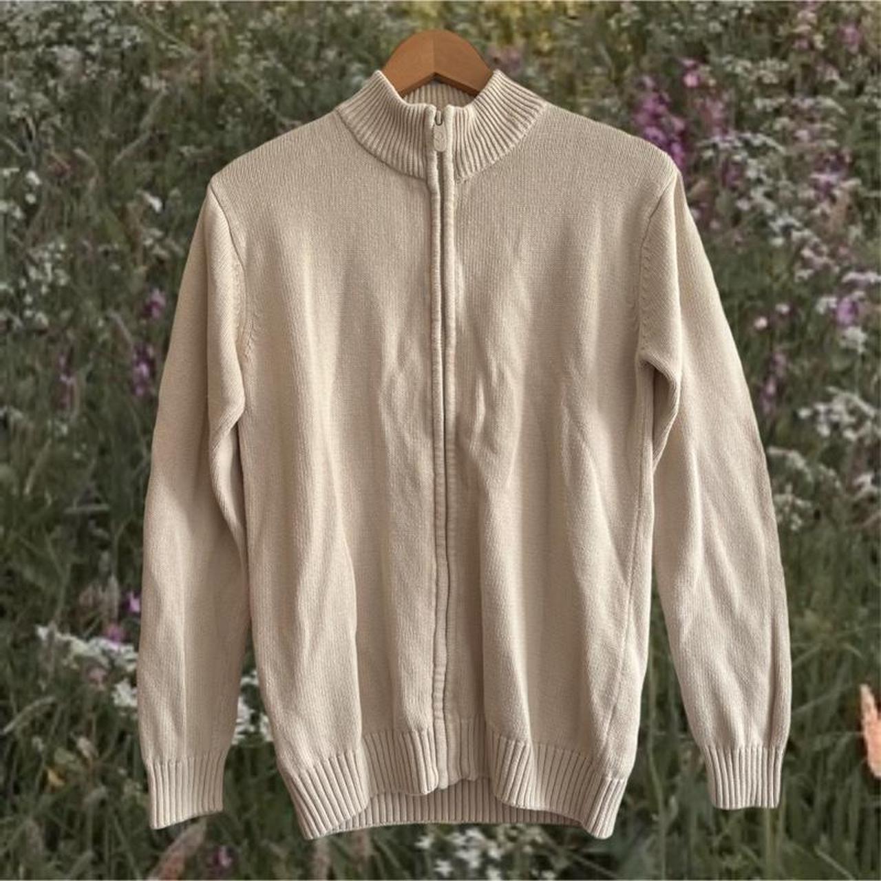 Cotton Traders cream zip up cardigan good... Depop