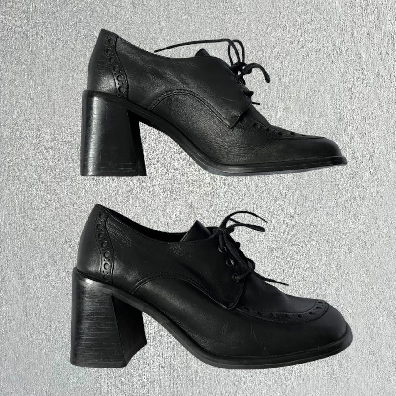 Black heeled brogues womens online