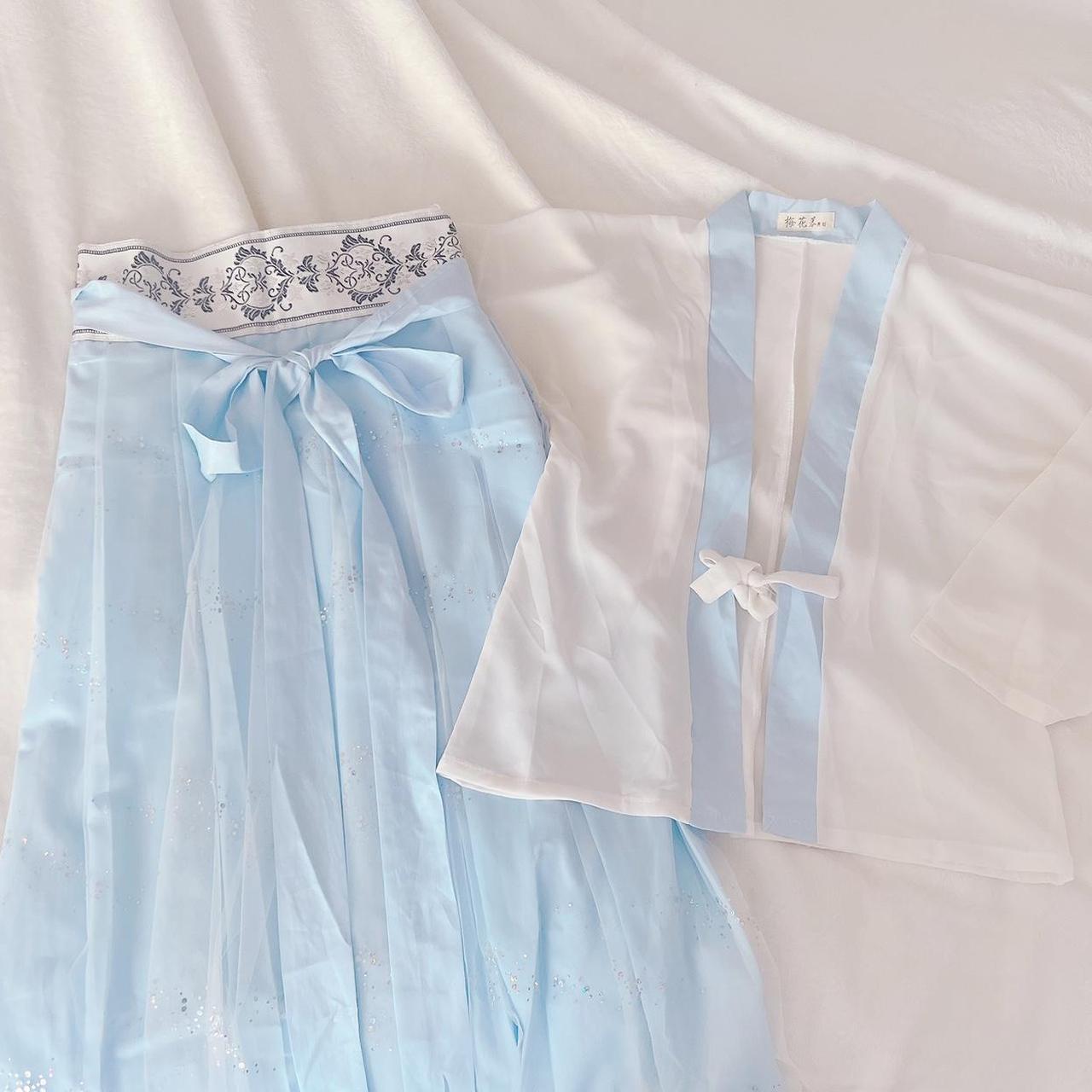 2 Piece Baby Blue Mermaid Fairycore Hanfu Set No... Depop