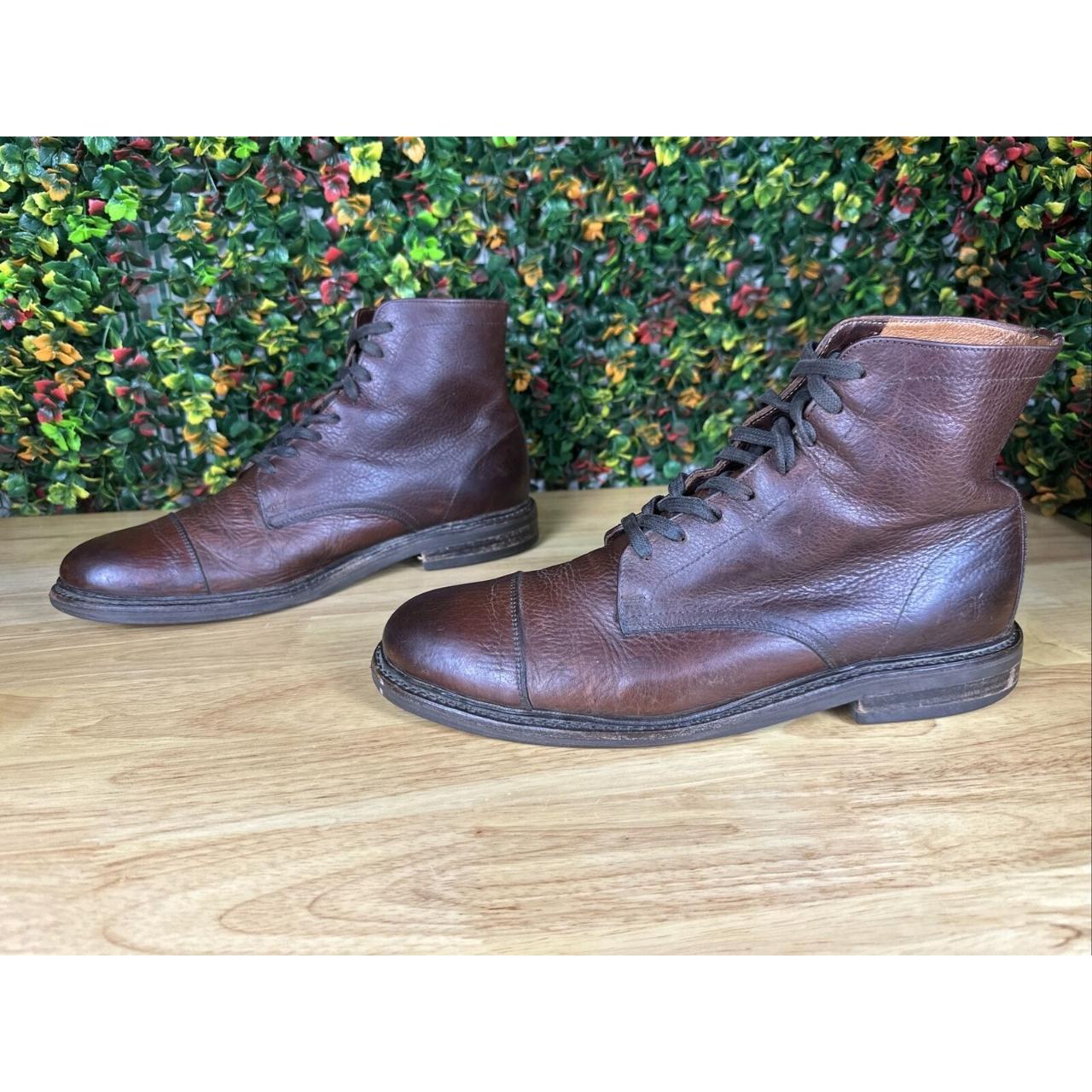 Frye Seth Cap Toe Lace Up Brown Leather Mens Ankle Depop 5441