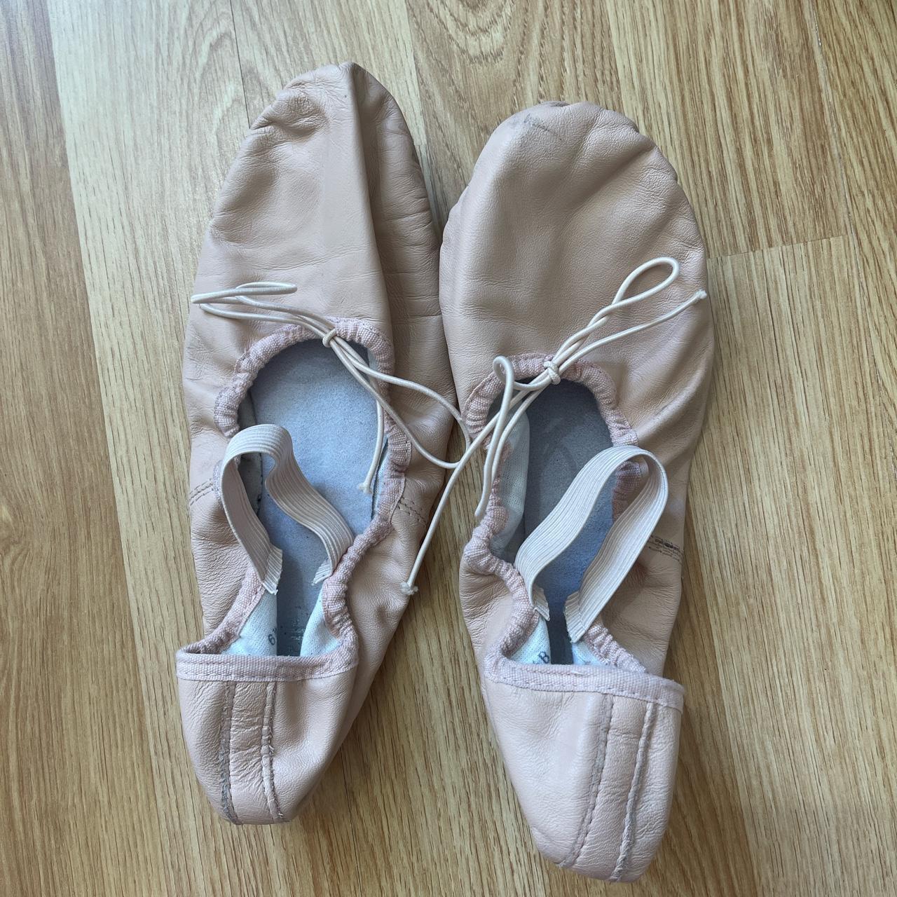 BLOCH pink ballet shoes leather, full-sole size... - Depop