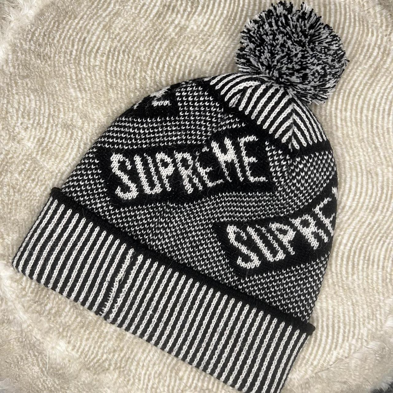 Black and white supreme beanie hotsell