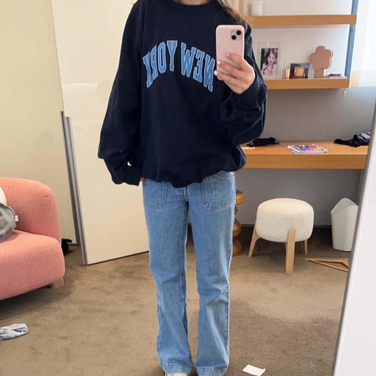 Brandy Melville Women's Navy and Blue Jumper Depop