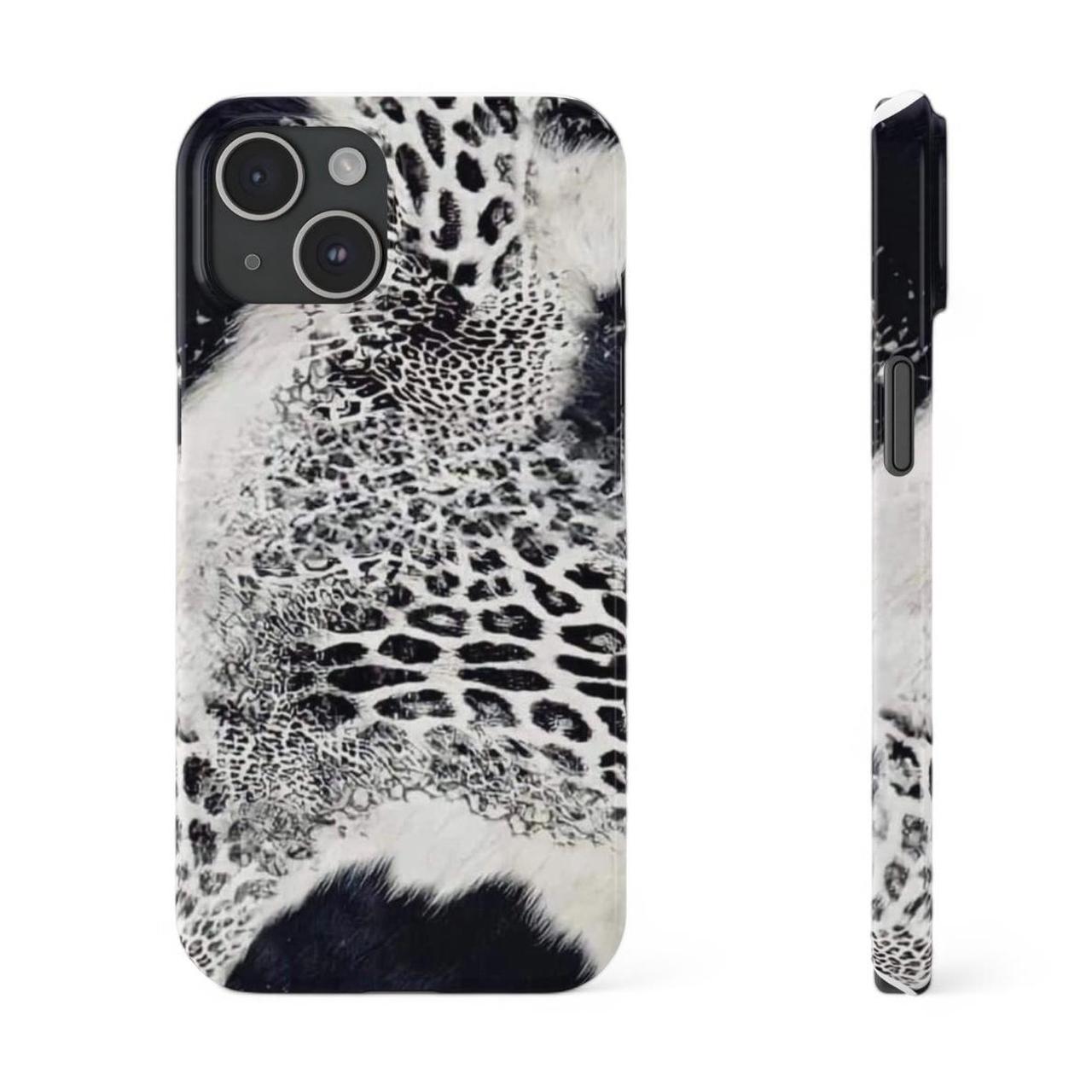 custom made cheetah print phone case. black and... Depop