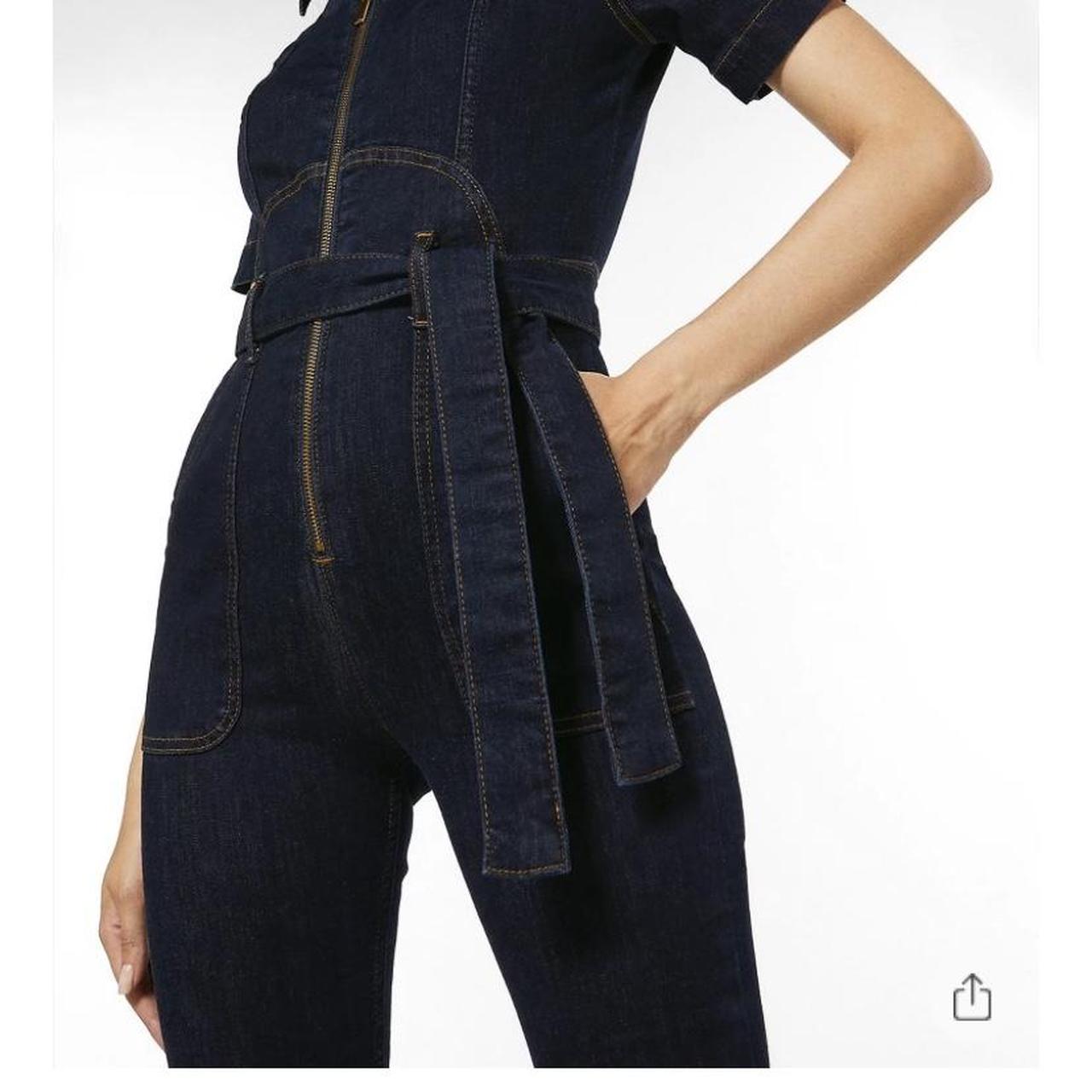 Karen Millen denim jumpsuit worn once, in perfect... Depop