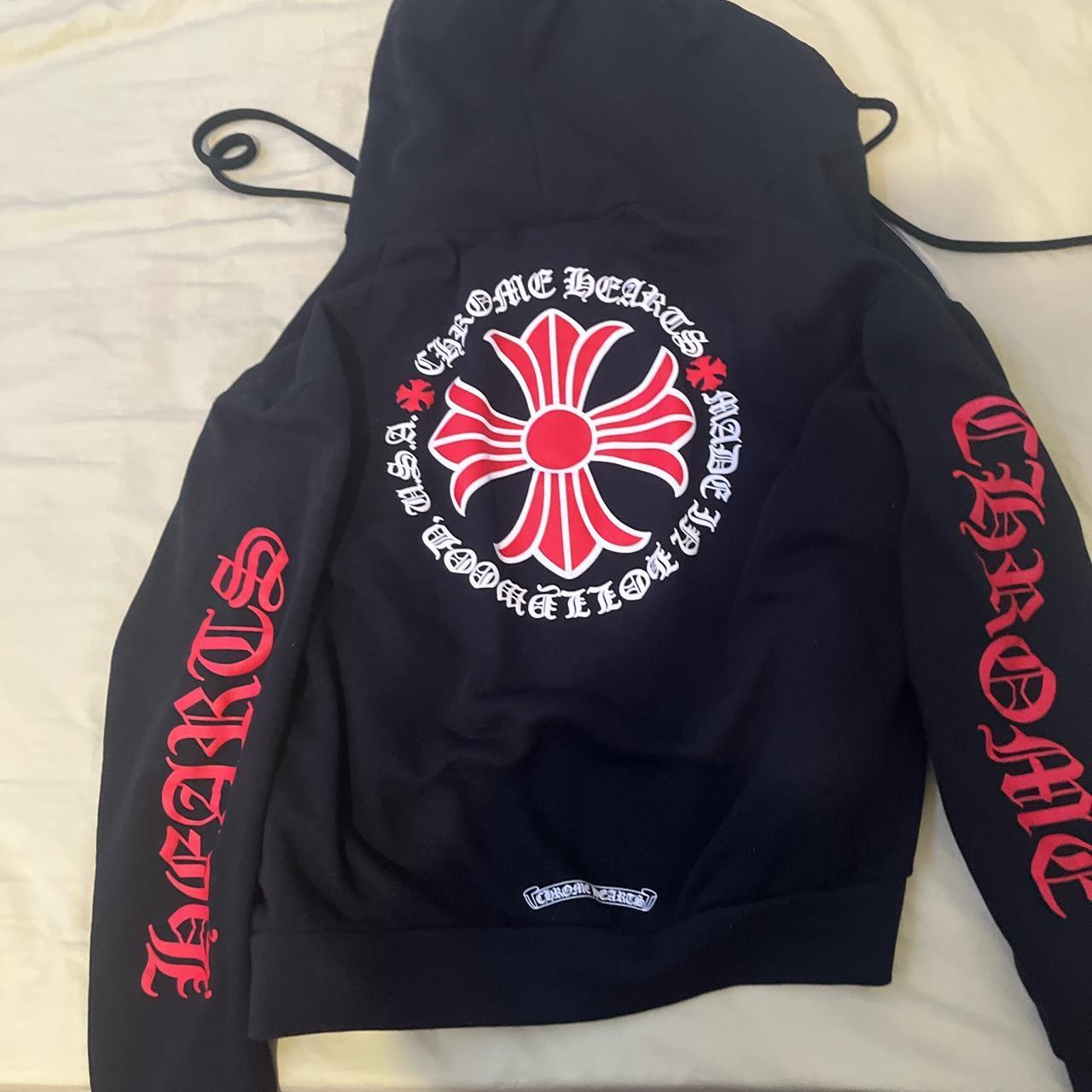 Chrome Hearts Men's Black and Red Hoodie | Depop