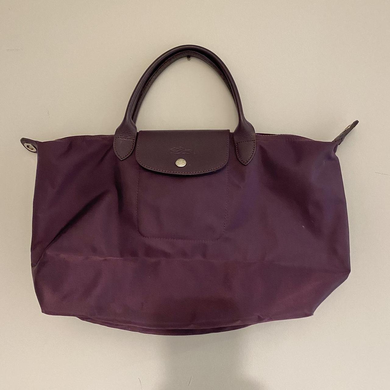 Purple Longchamp bag with detachable long shoulder... - Depop