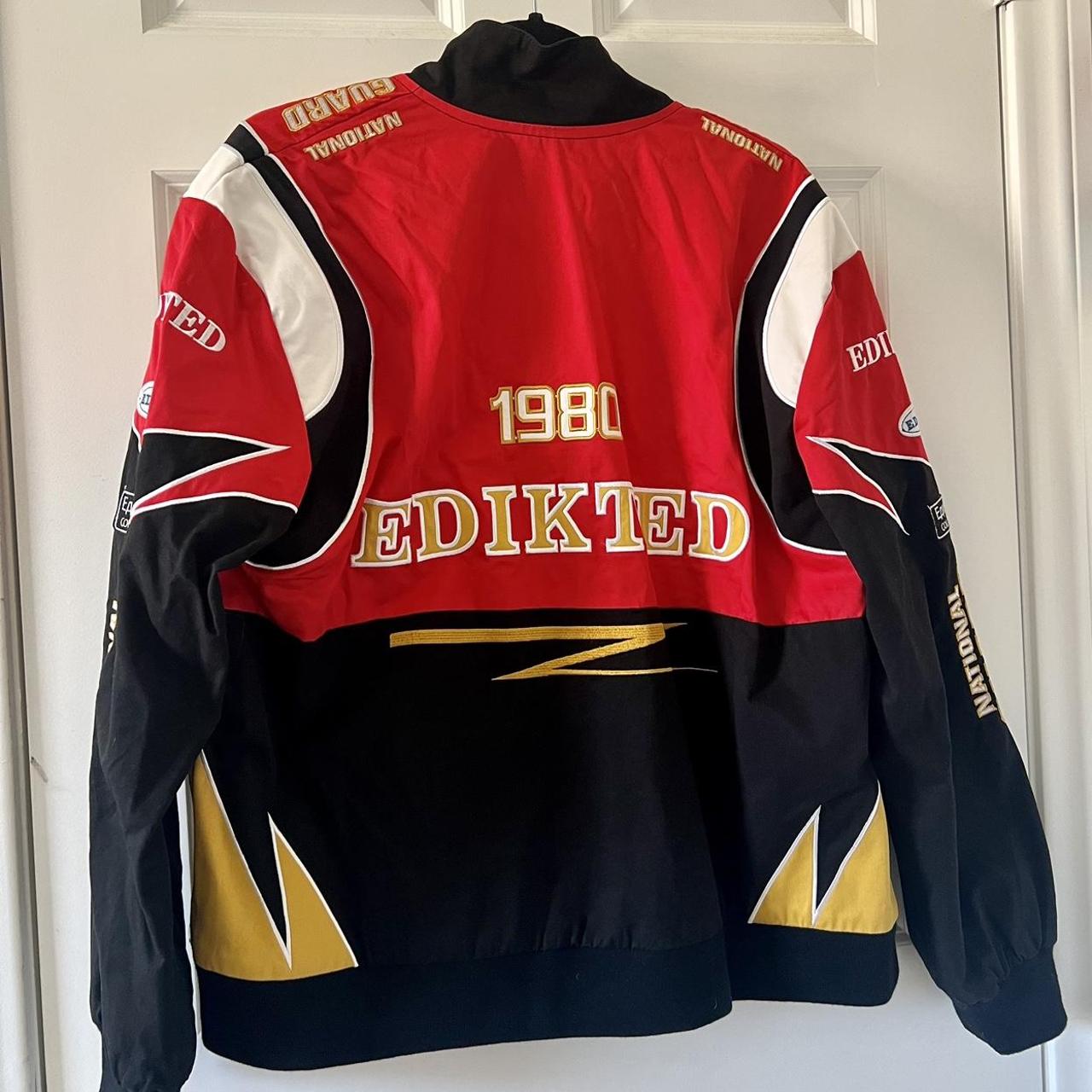 Edikted Women's Red and Gold Jacket Depop