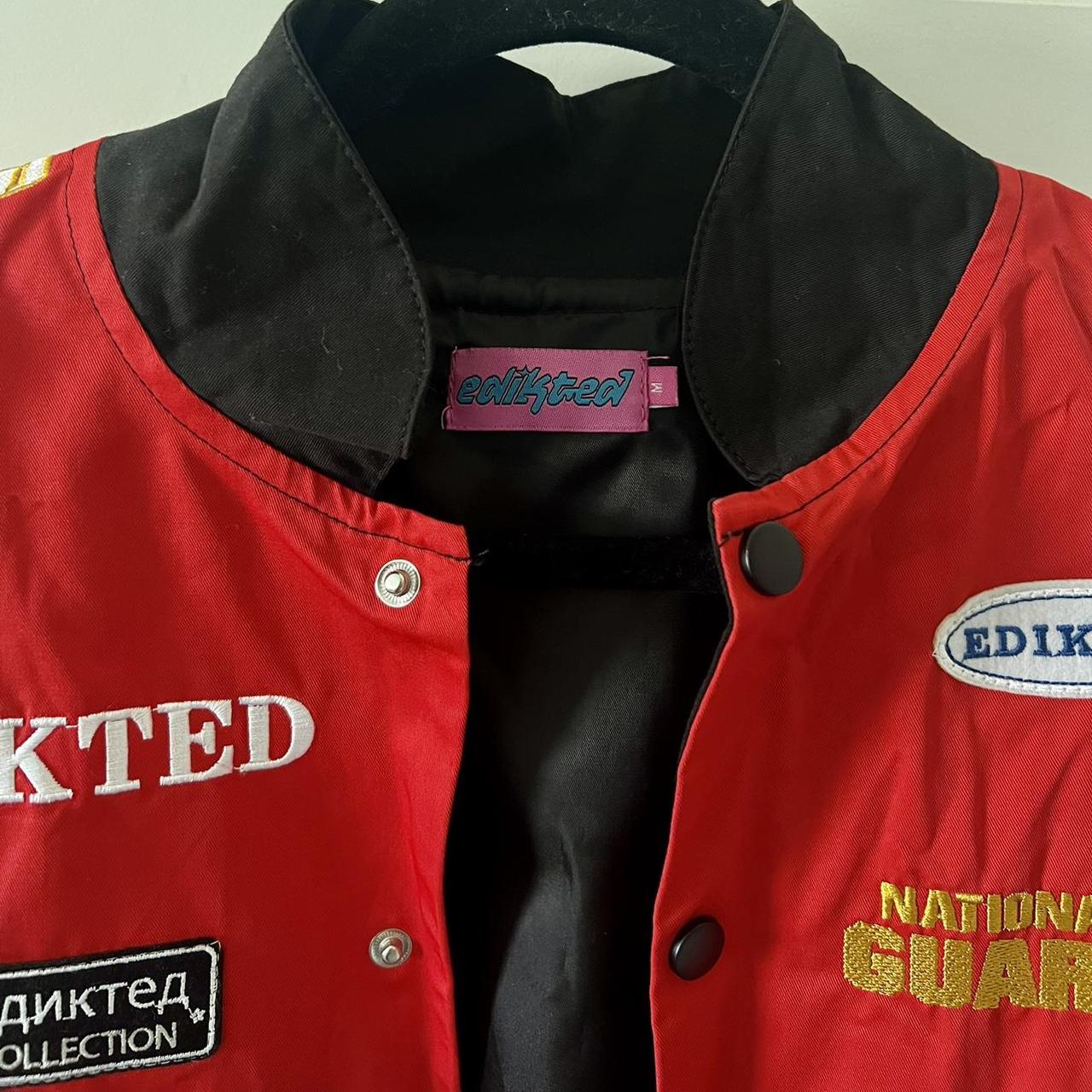 Edikted Women's Red and Gold Jacket Depop