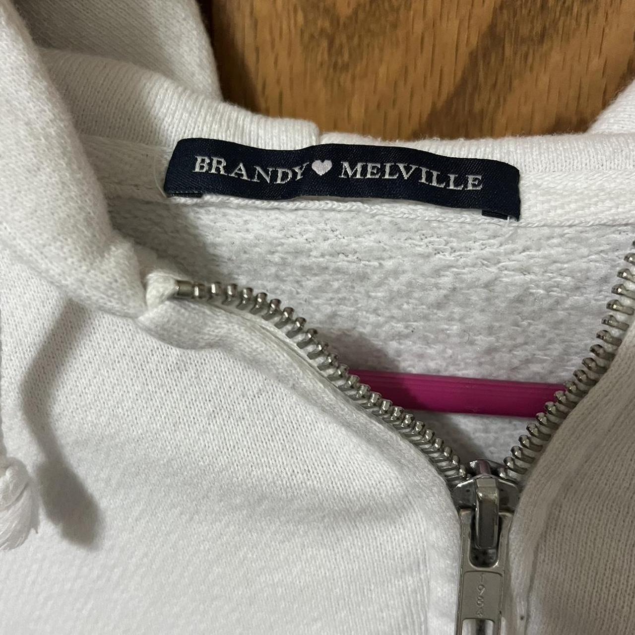 White brandy melville cropped hoodie size s Depop