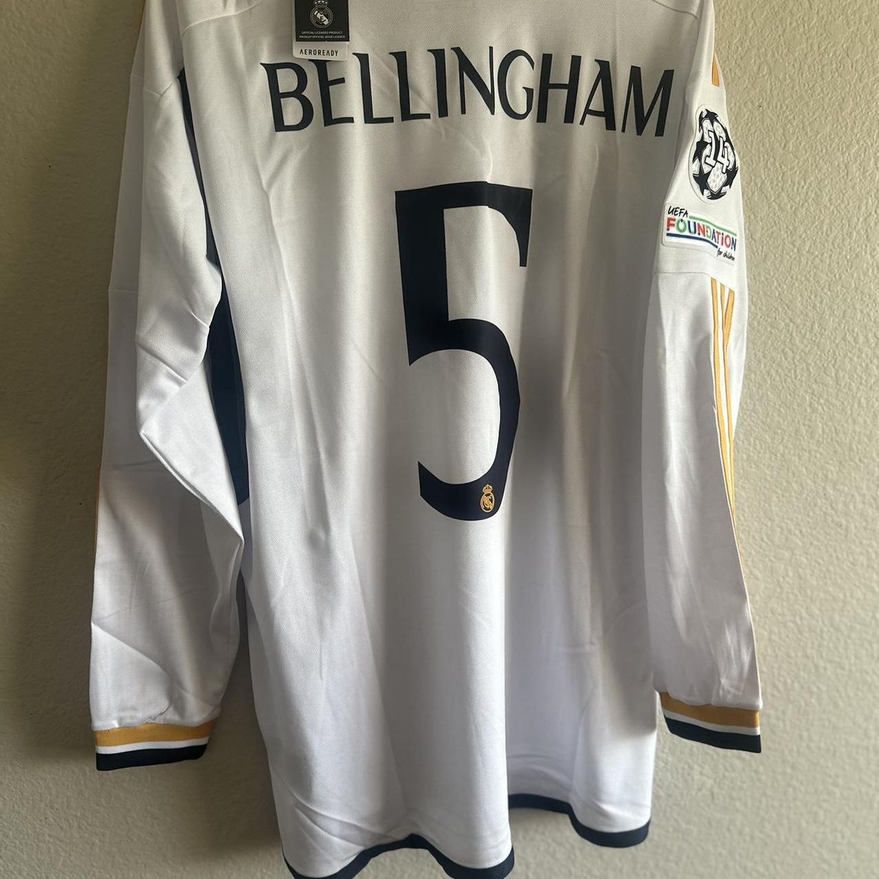 Real Madrid Jude Bellingham 23/24 Long Sleeve Home... - Depop
