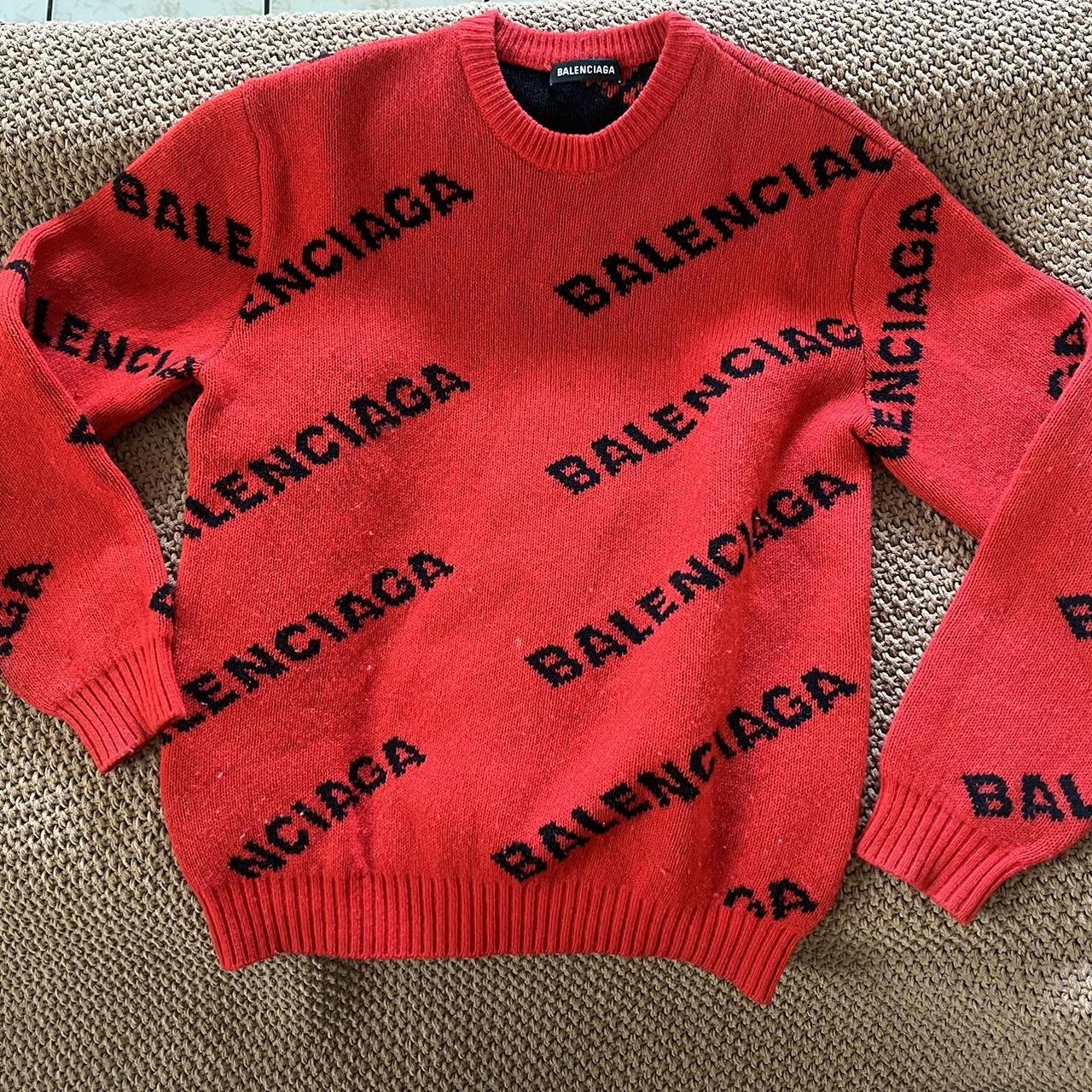 Balenciaga All Over logo crew neck Sweater Size XS Depop