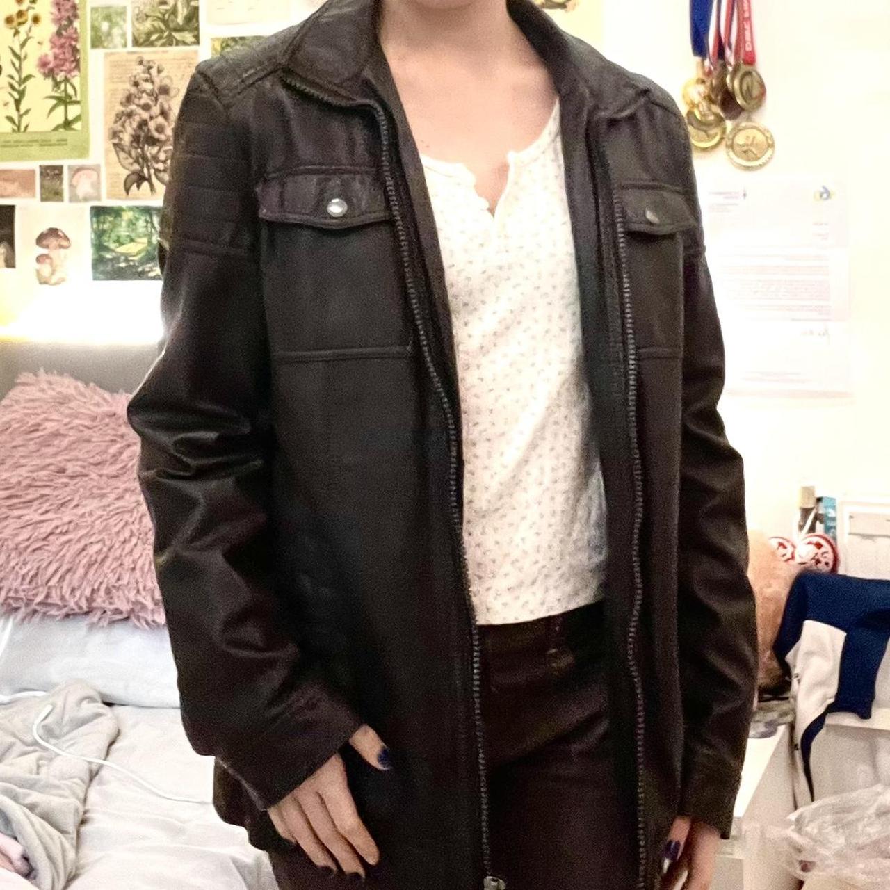 Gorgeous dark brown leather sold jacket