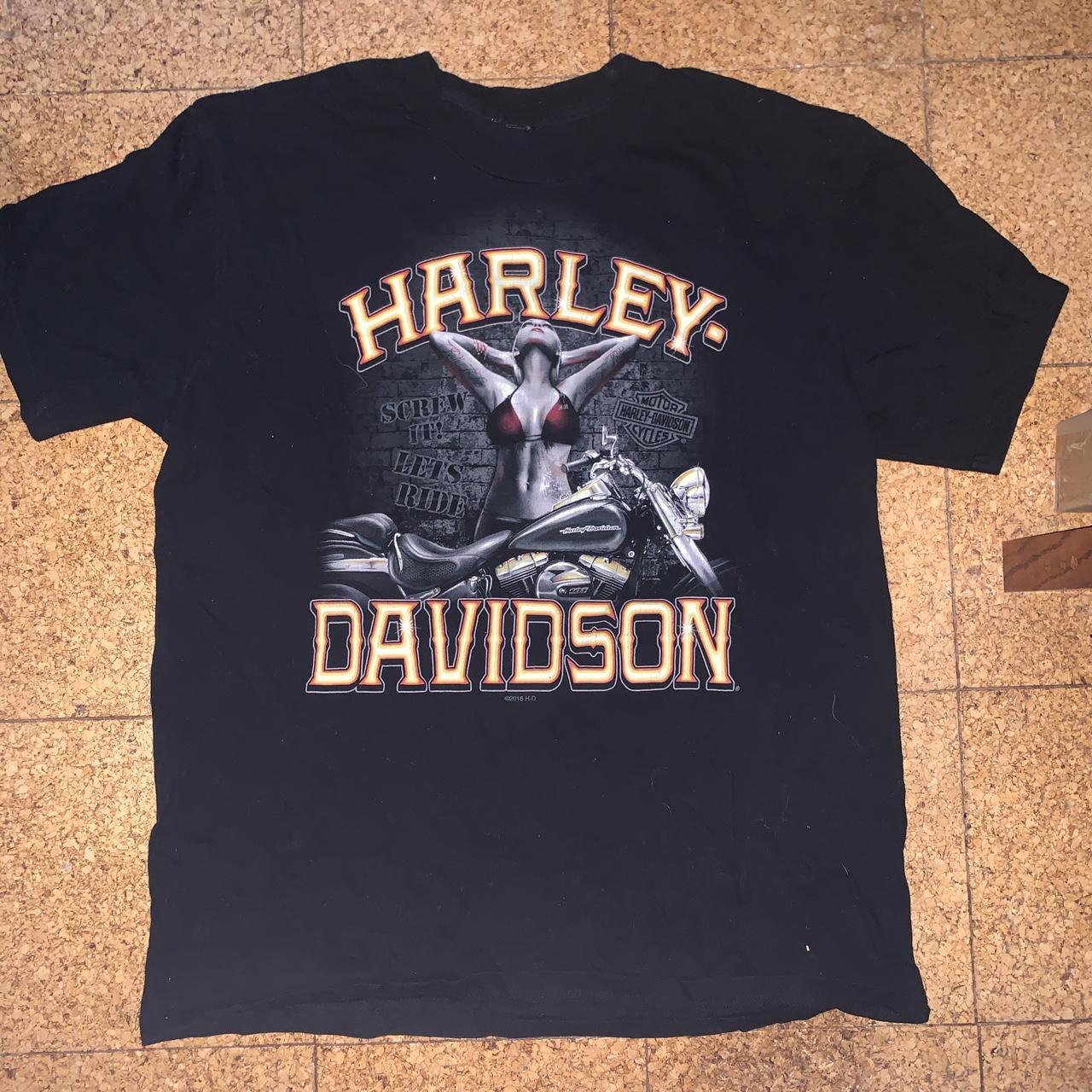 HARLEY DAVIDSON BIKINI TEE. awesome design. no tag,... - Depop