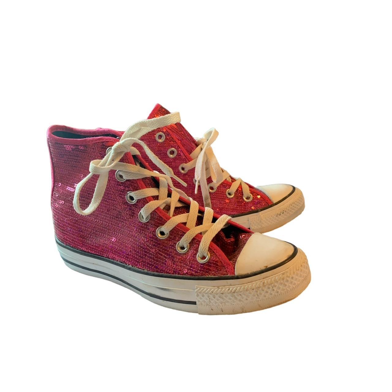 Pink sequin outlet converse high tops