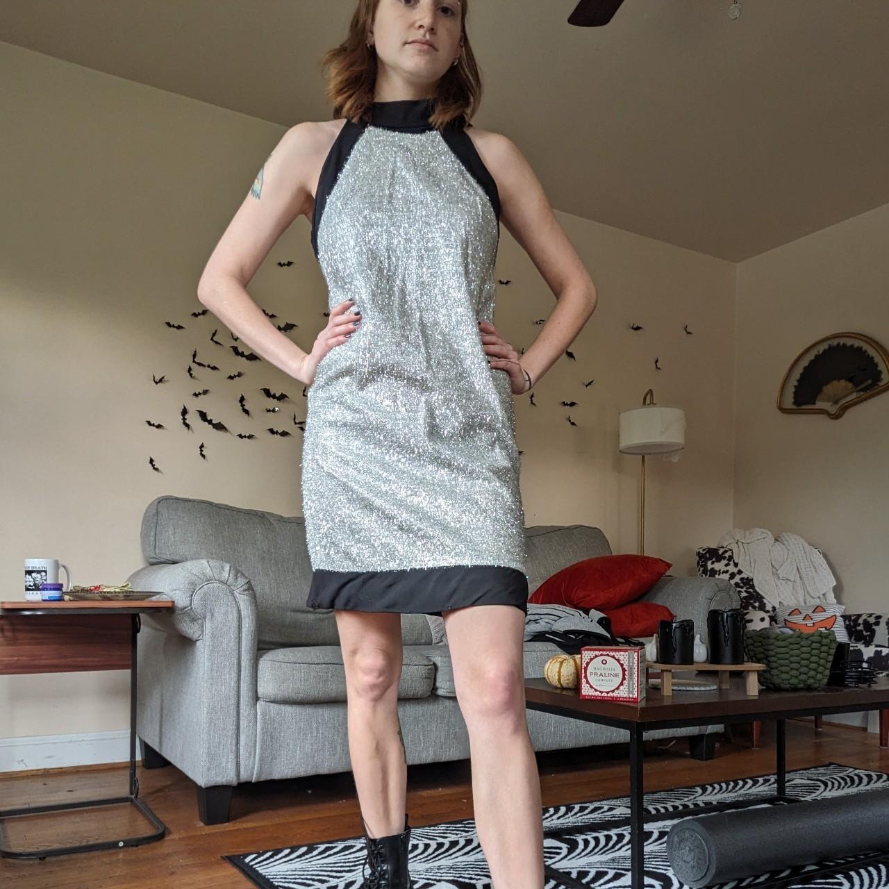 1960s Space Age Silver Tinsel Shift Dress. This... Depop