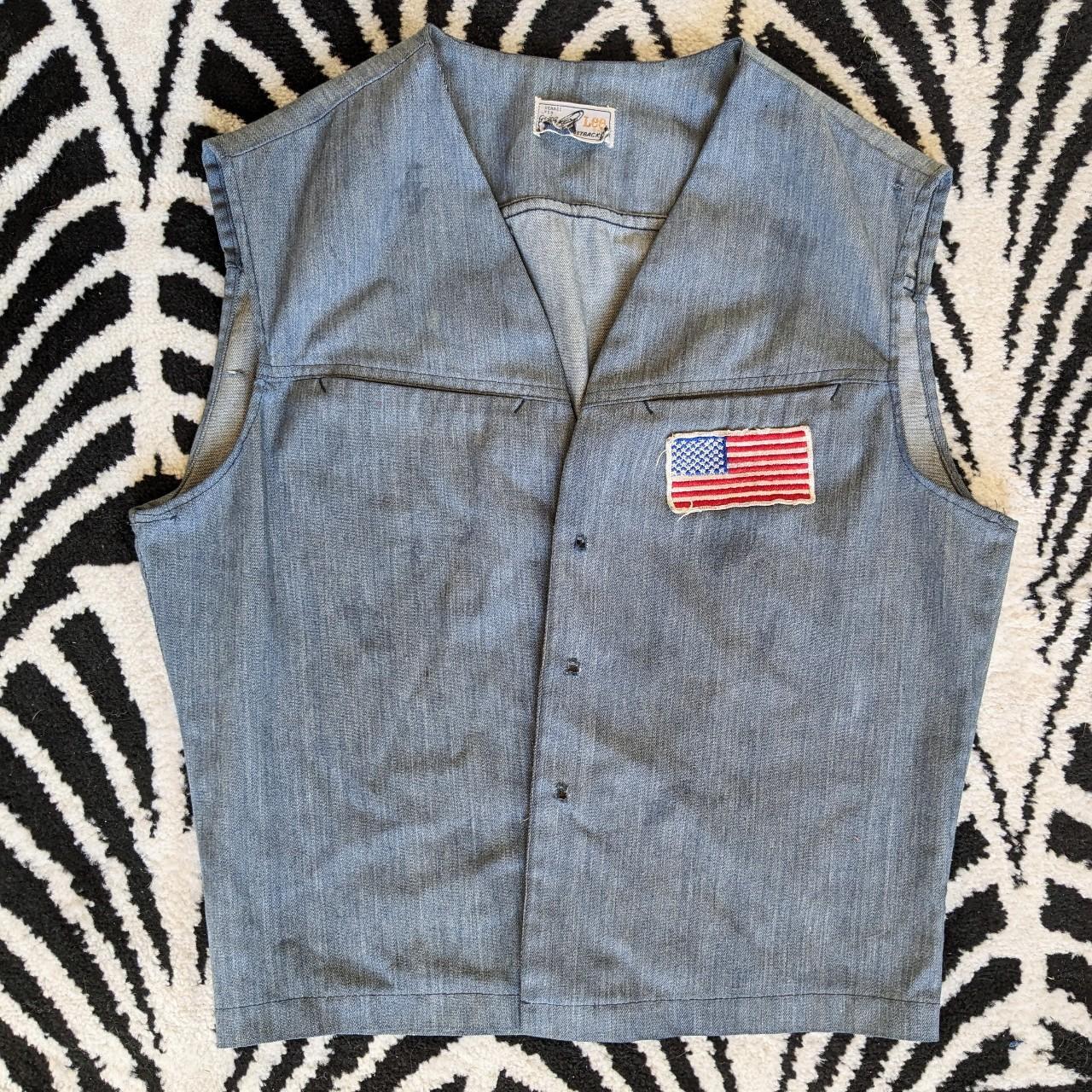 Lee Women's Top - Grey/Blue - M – 1970s Lee Biker… - image 1