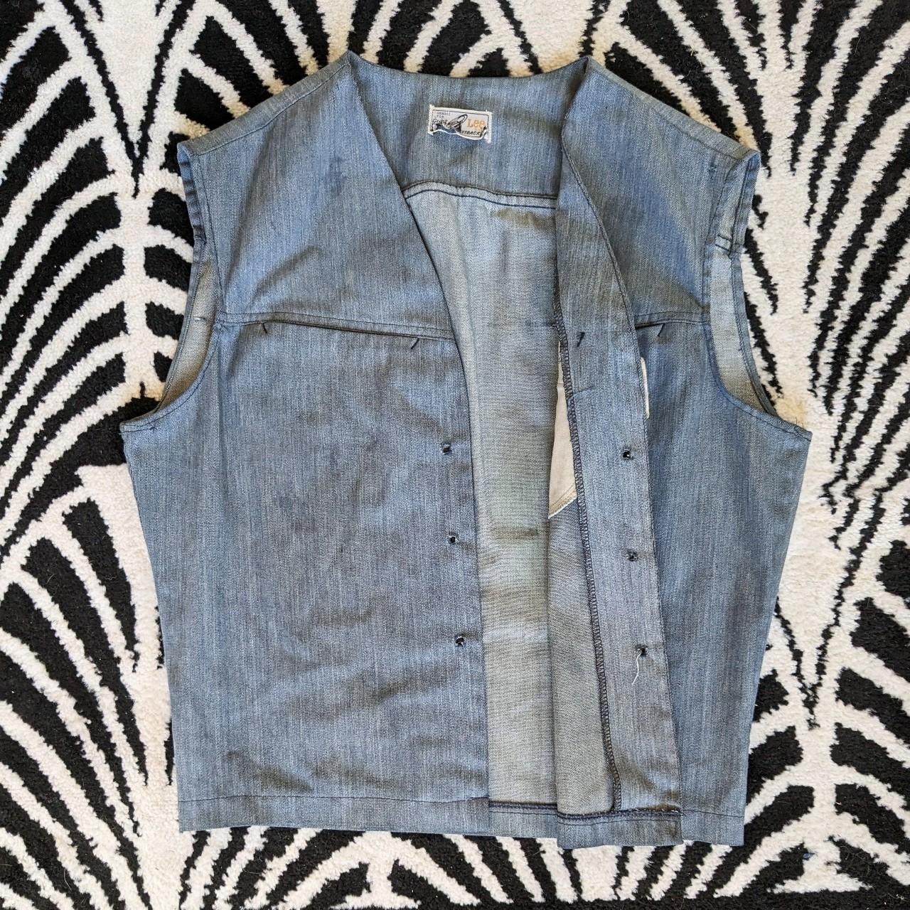 Lee Women's Top - Grey/Blue - M – 1970s Lee Biker… - image 3