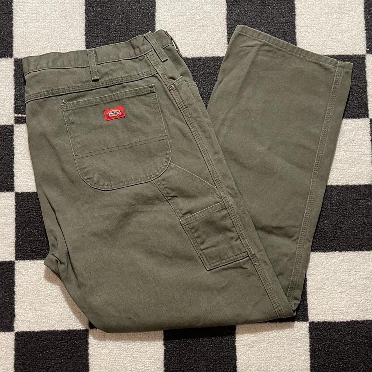 Olive green dickies carpenter pants Size:... - Depop