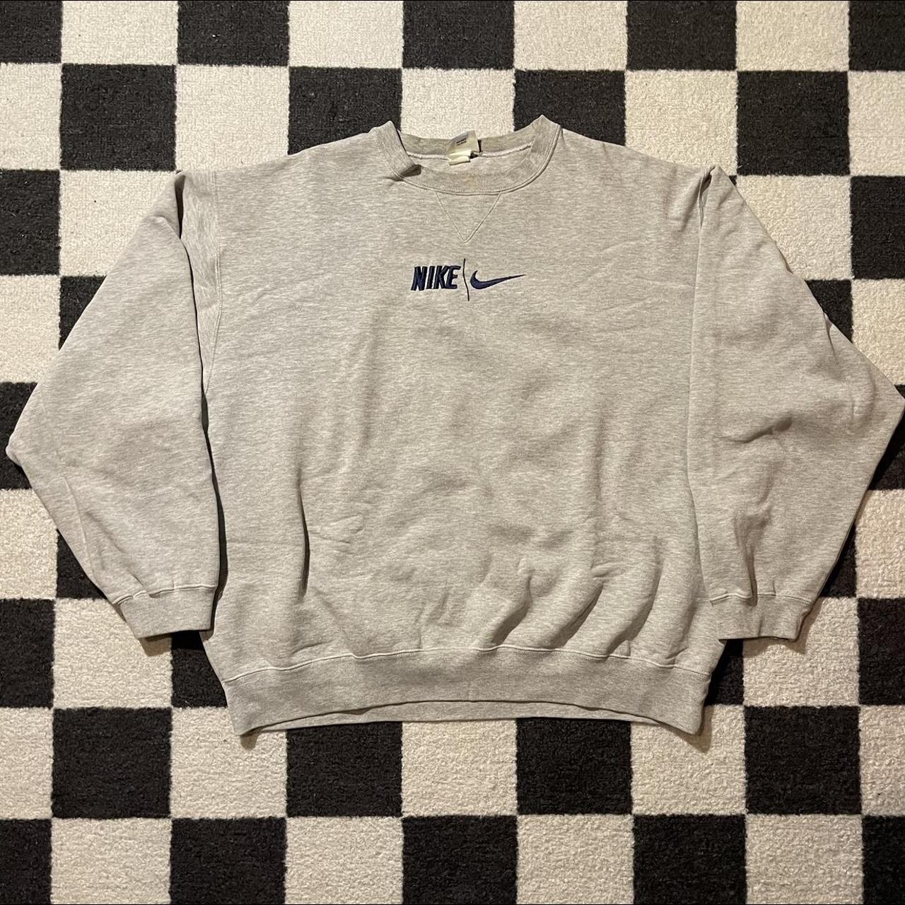 Vintage Nike center swoosh crewneck sweatshirt Neck... - Depop