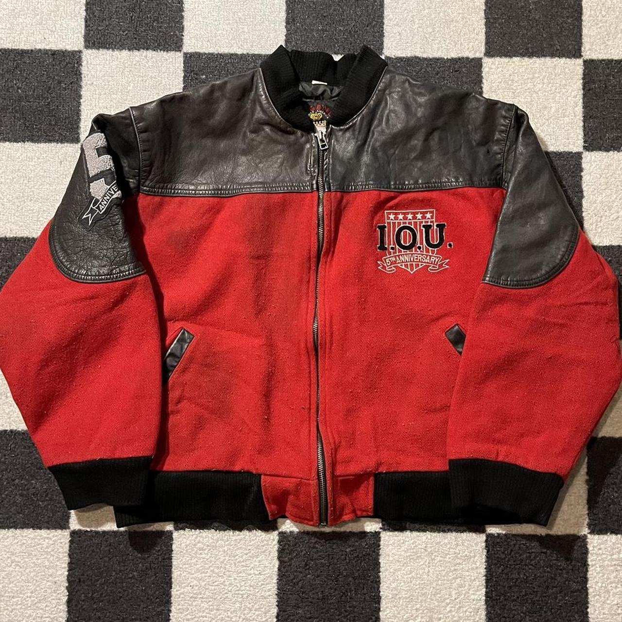 Vintage 90s streetwear IOU legend leather letterman... - Depop