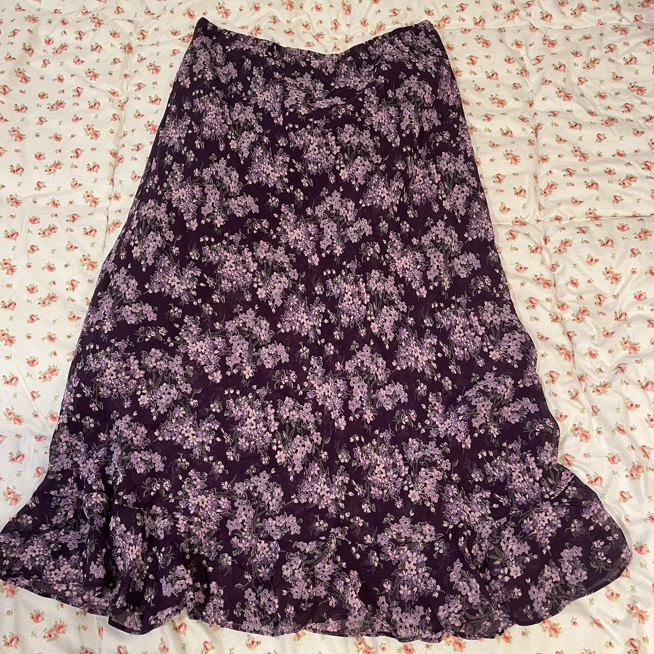M/L vintage purple midi skirt... - Depop